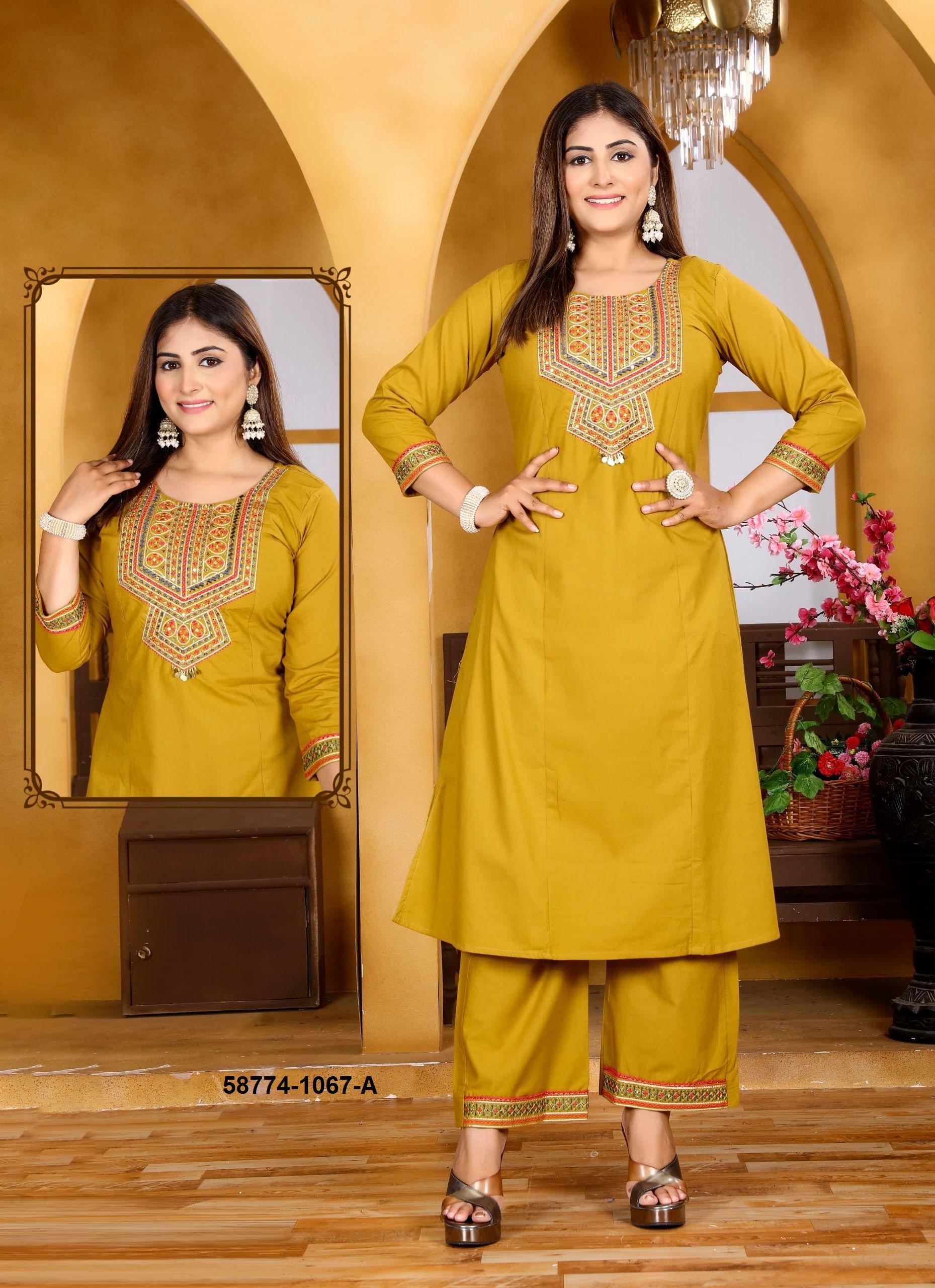 CO-ORD SETS IN COTTON - Catalog # 58774 (Set of 4 SIZE-SETS [Tops With Bottoms]) by Brand WOODEE AHMEDABAD