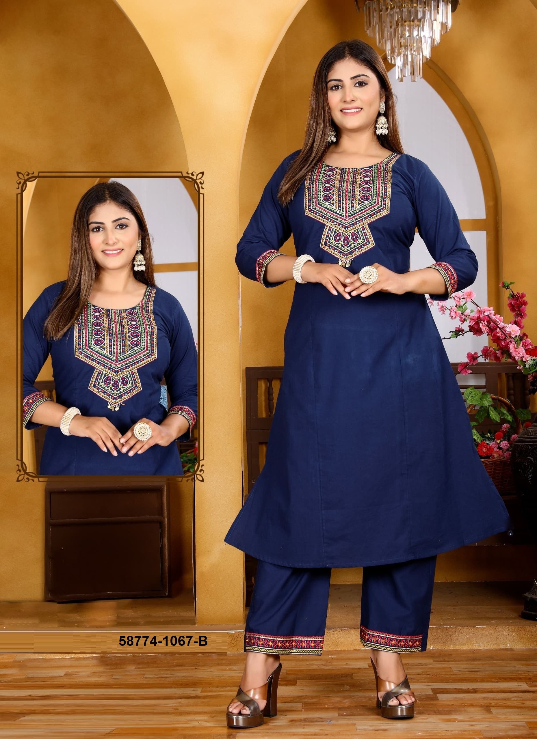 CO-ORD SETS IN COTTON - Catalog # 58774 (Set of 4 SIZE-SETS [Tops With Bottoms]) by Brand WOODEE AHMEDABAD