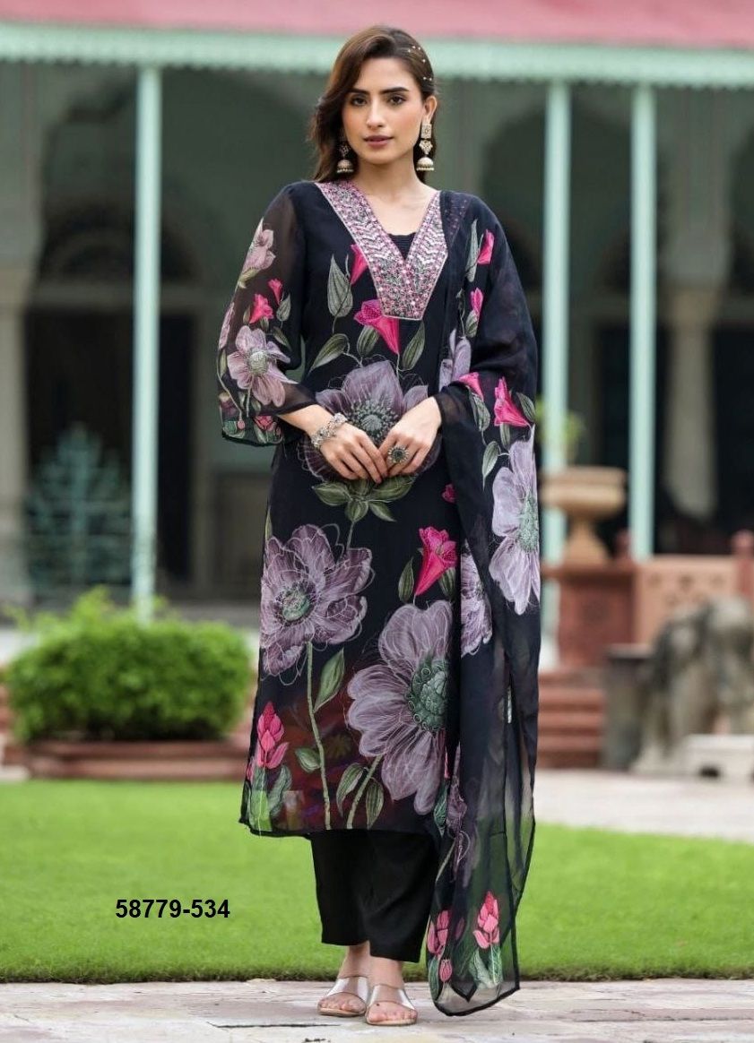BLACK & OFF WHITE - Catalog # 58779 (Set of 2 Readymade Salwar Suits) by Brand DESI MUSE BLACK & OFF WHITE - Catalog # 58779 (Set of 2 Readymade Salwar Suits) by Brand DESI MUSE