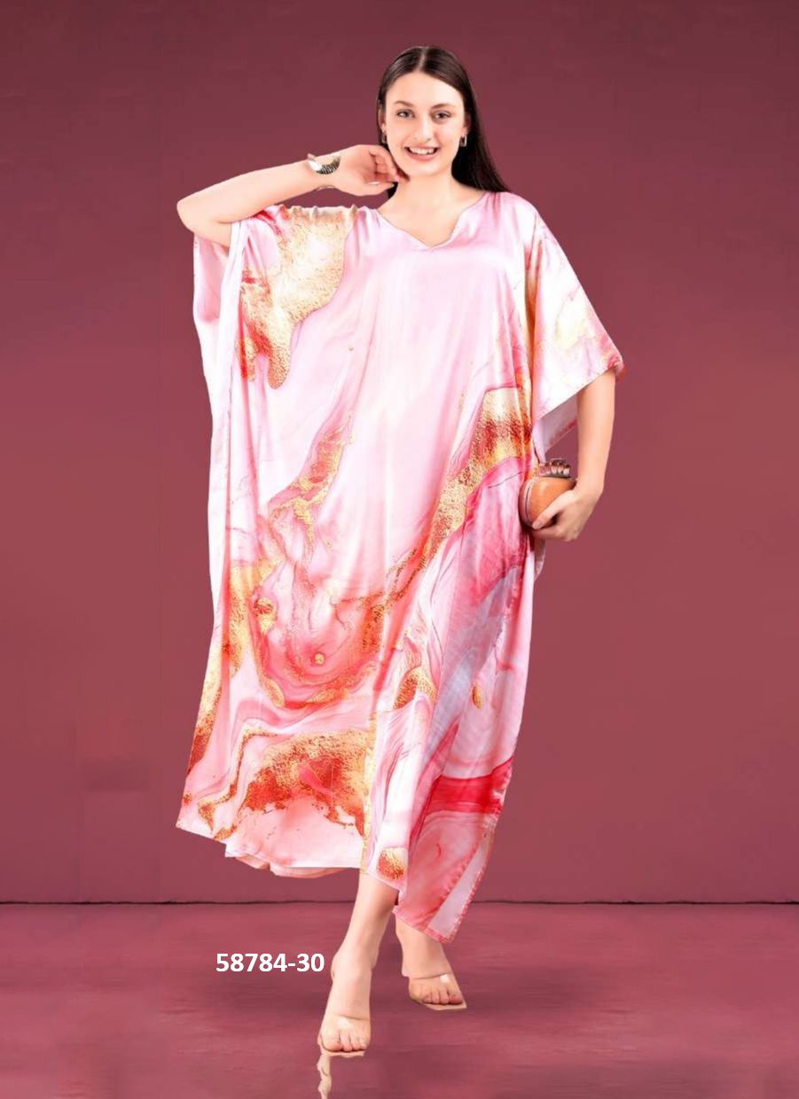 SATIN BREEZE KAFTAN 4 - Catalog # 58784 (Set of 8 Kaftans / Ponchos) by Brand DESI MUSE
