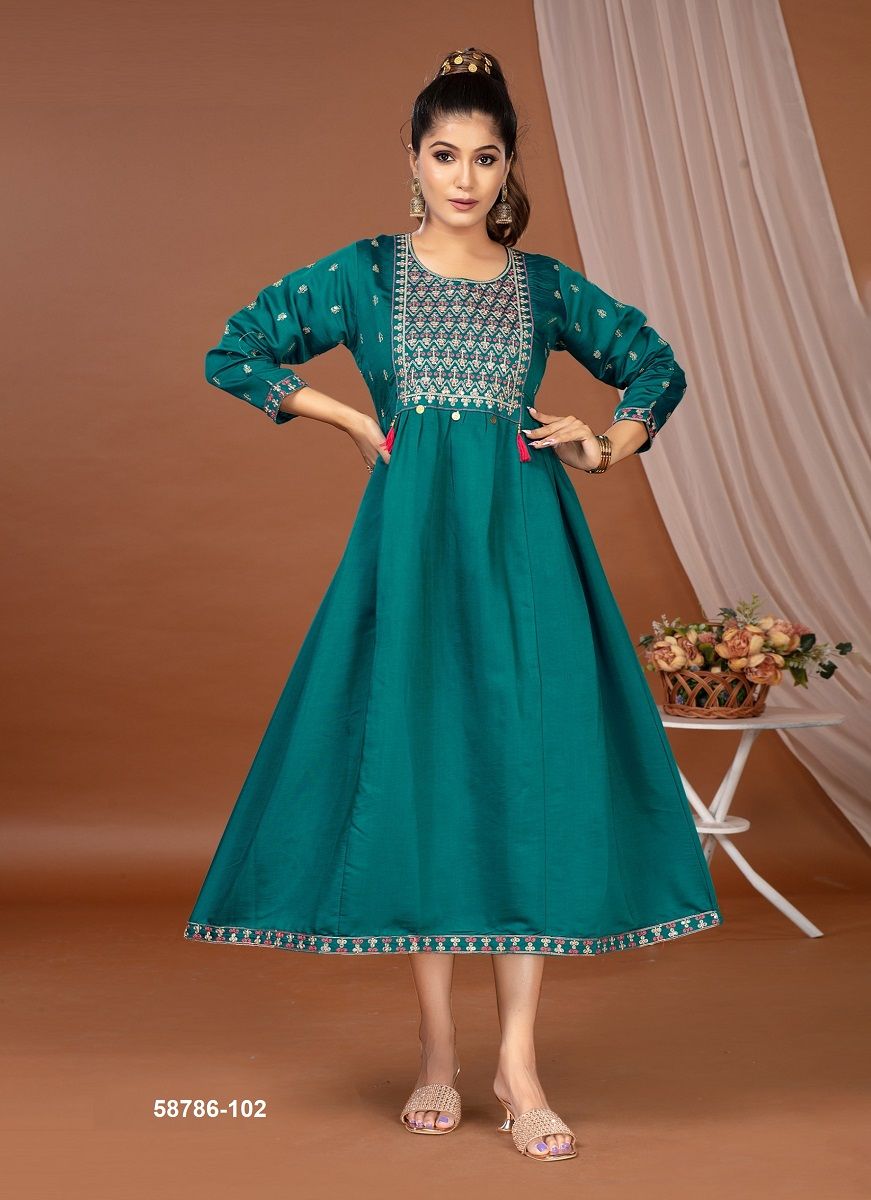 SKYLAR - Catalog # 58786 (Set of 6 Readymade Women's Kurtis / Tops) by Brand DEE CEE