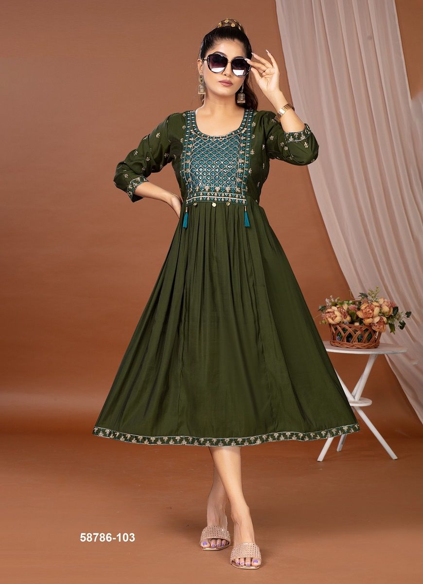 SKYLAR - Catalog # 58786 (Set of 6 Readymade Women's Kurtis / Tops) by Brand DEE CEE