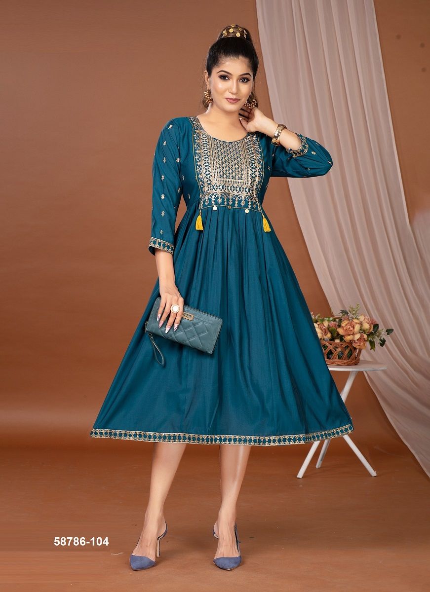 SKYLAR - Catalog # 58786 (Set of 6 Readymade Women's Kurtis / Tops) by Brand DEE CEE