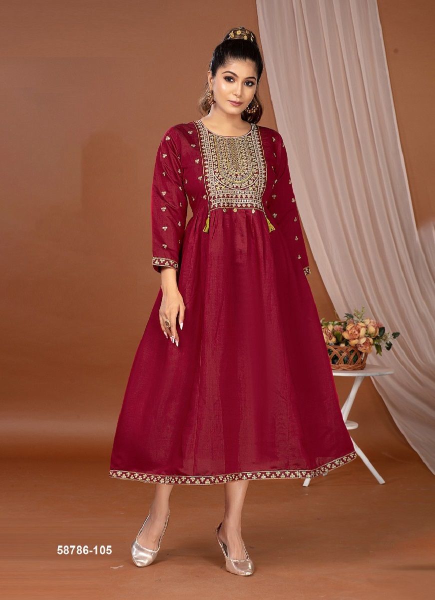 SKYLAR - Catalog # 58786 (Set of 6 Readymade Women's Kurtis / Tops) by Brand DEE CEE