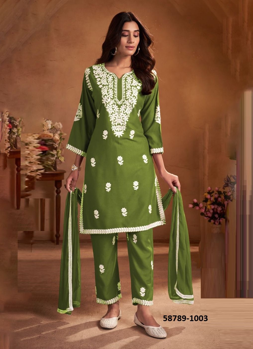 ELIZABETH PRO - Catalog # 58789 (Set of 4 Readymade Salwar Suits) by Brand BLUE HILLS