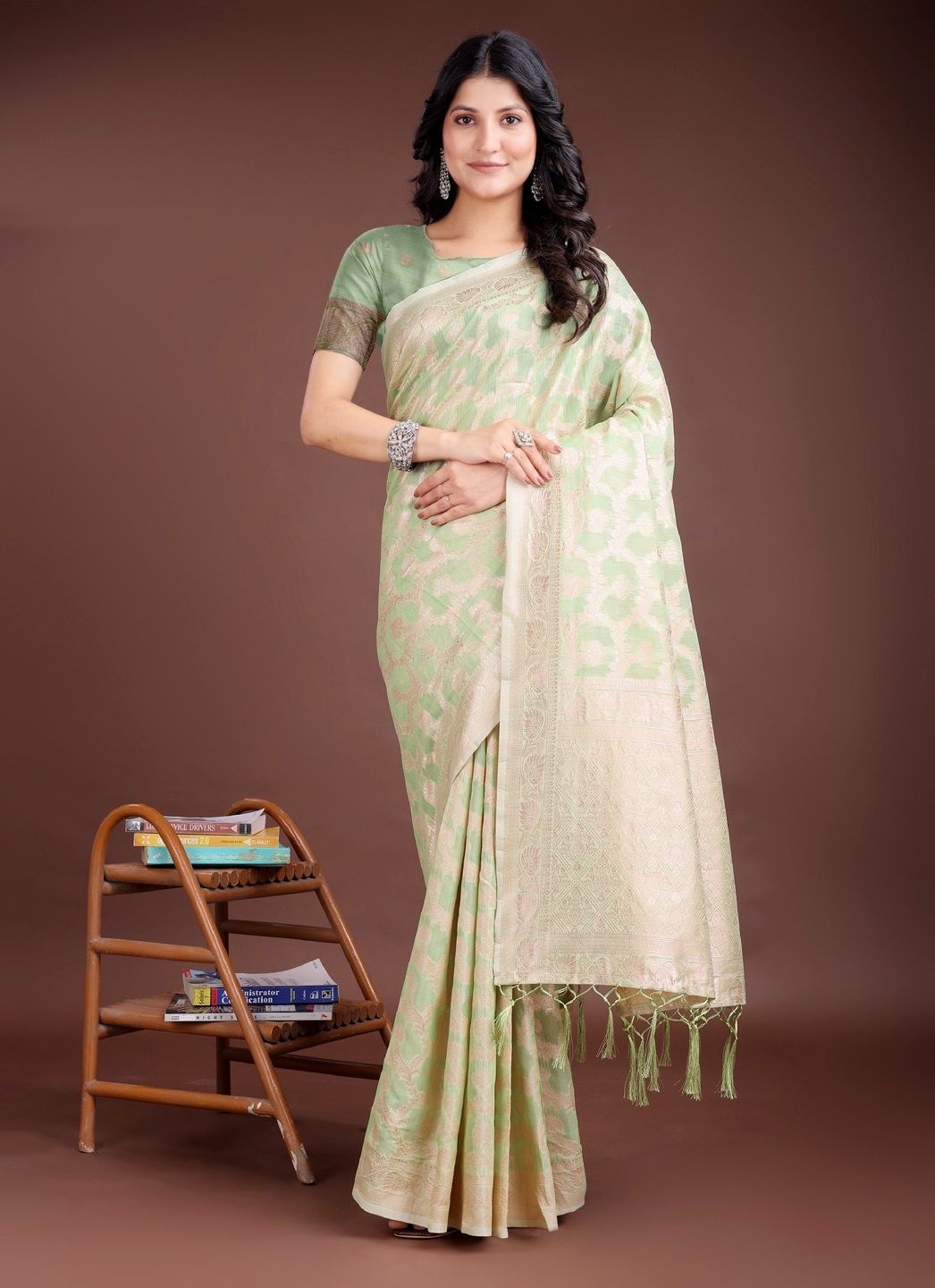 PASTEL WEAVES - Catalog # 58791 (Set of 6 Sarees) by Brand DESI MUSE