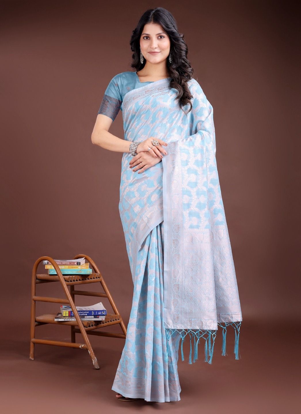 PASTEL WEAVES - Catalog # 58791 (Set of 6 Sarees) by Brand DESI MUSE