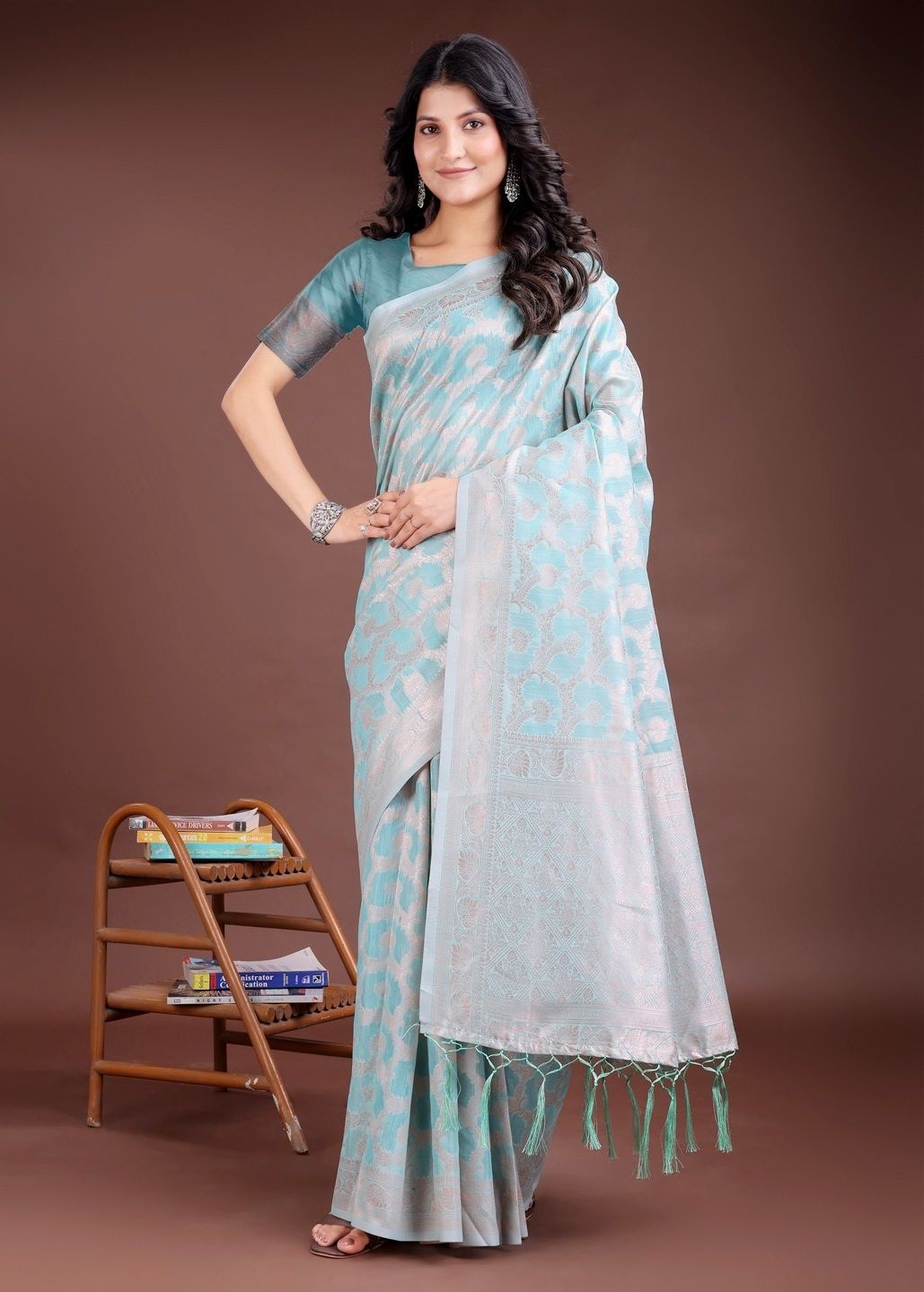 PASTEL WEAVES - Catalog # 58791 (Set of 6 Sarees) by Brand DESI MUSE