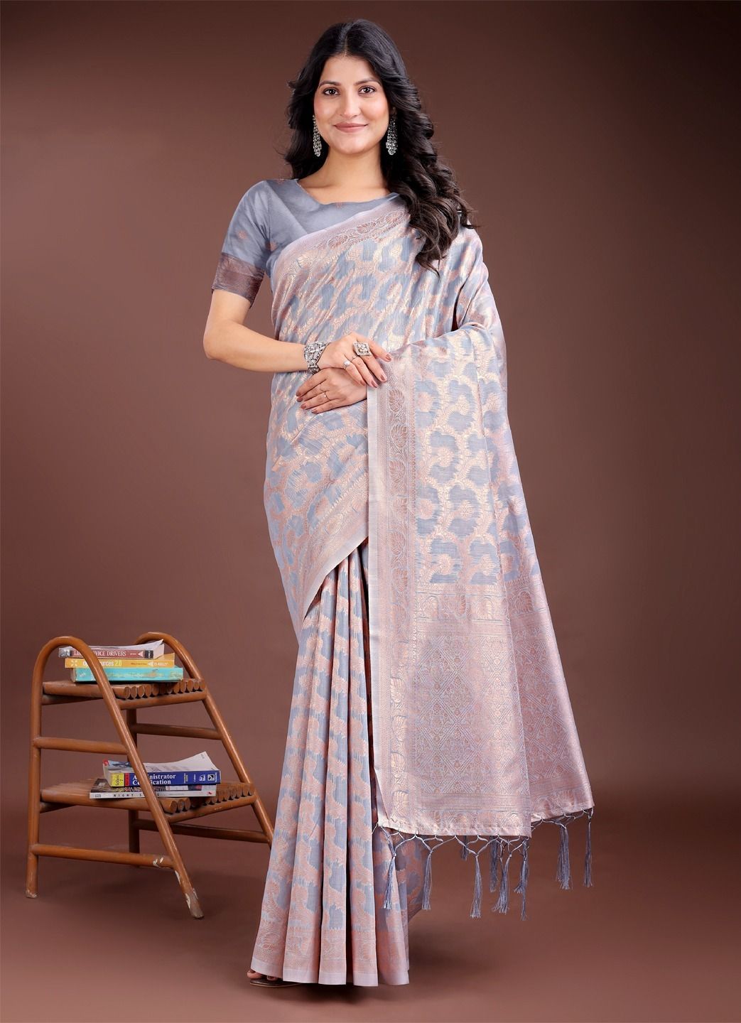 PASTEL WEAVES - Catalog # 58791 (Set of 6 Sarees) by Brand DESI MUSE