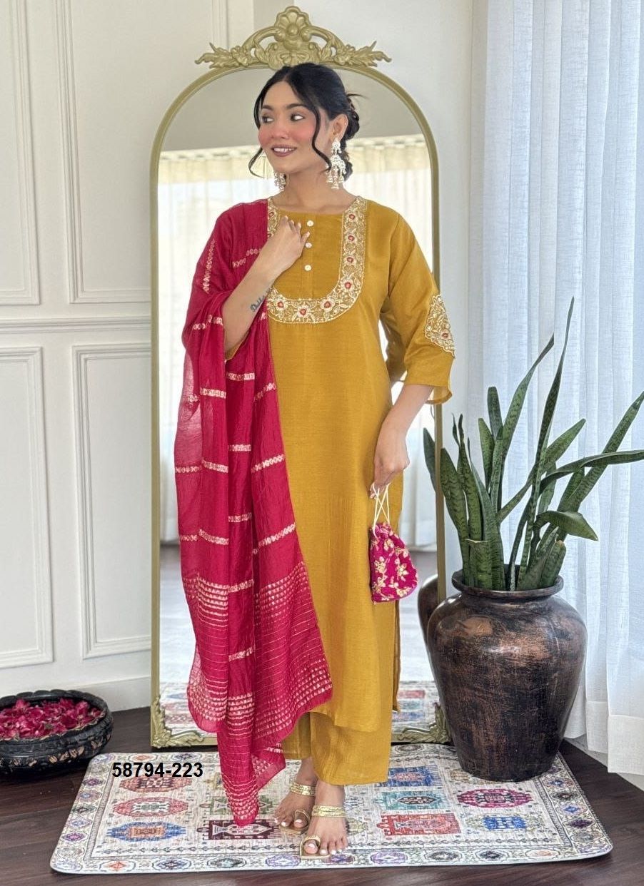 SERIES 222-223 - Catalog # 58794 (Set of 2 Readymade Salwar Suits) by Brand DESI MUSE