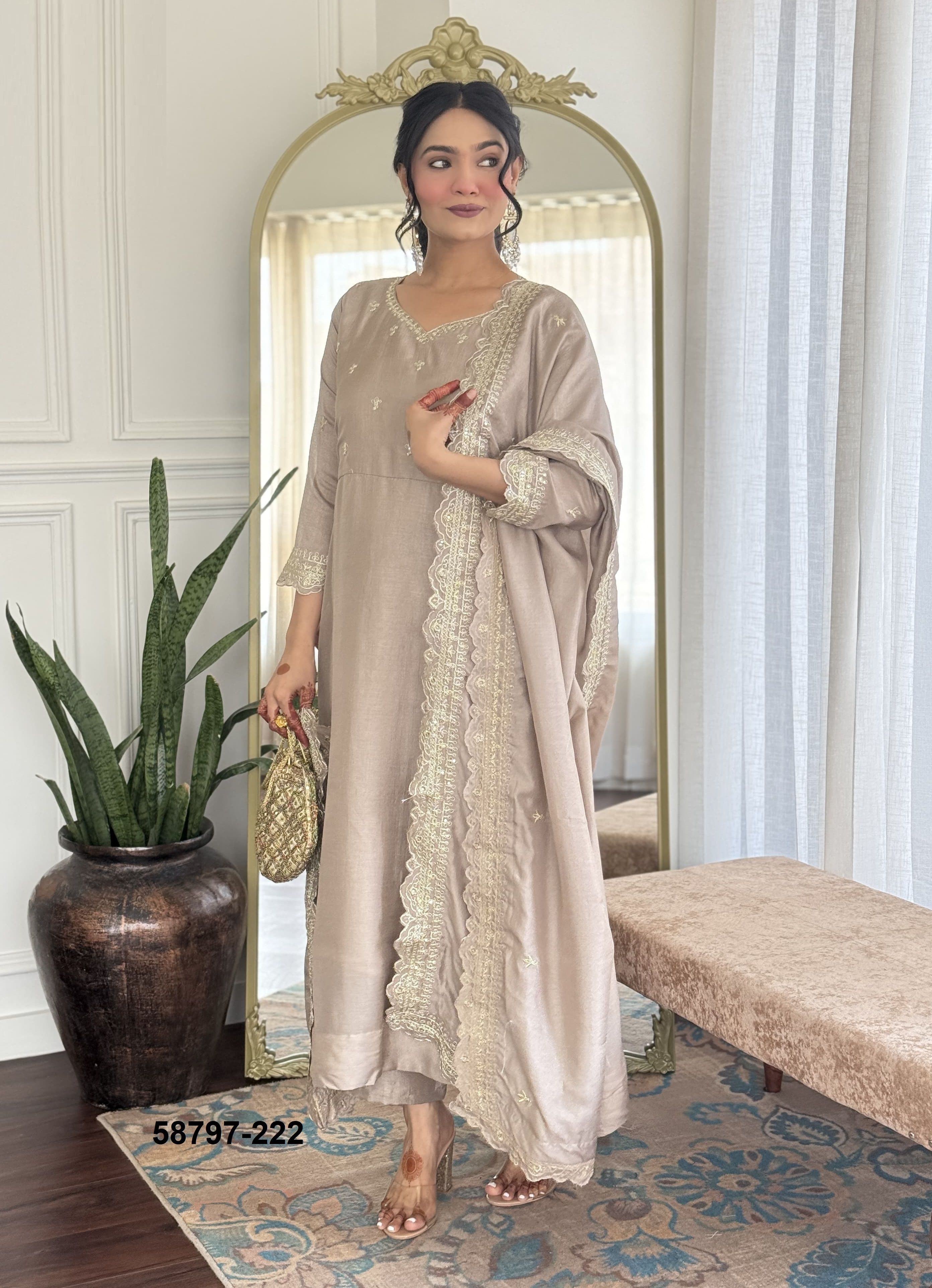 SERIES 221-222 - Catalog # 58797 (Set of 2 Readymade Salwar Suits) by Brand DESI MUSE