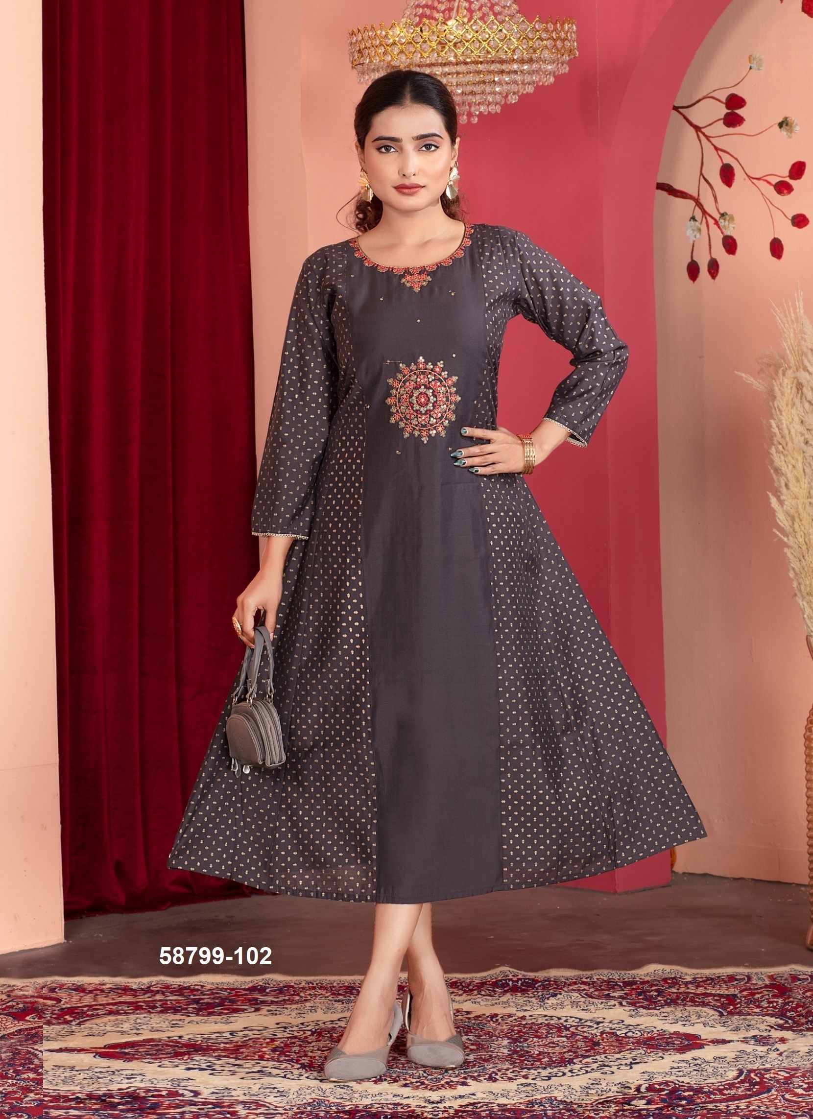 FREYA - Catalog # 58799 (Set of 6 Readymade Women's Kurtis / Tops) by Brand DEE CEE