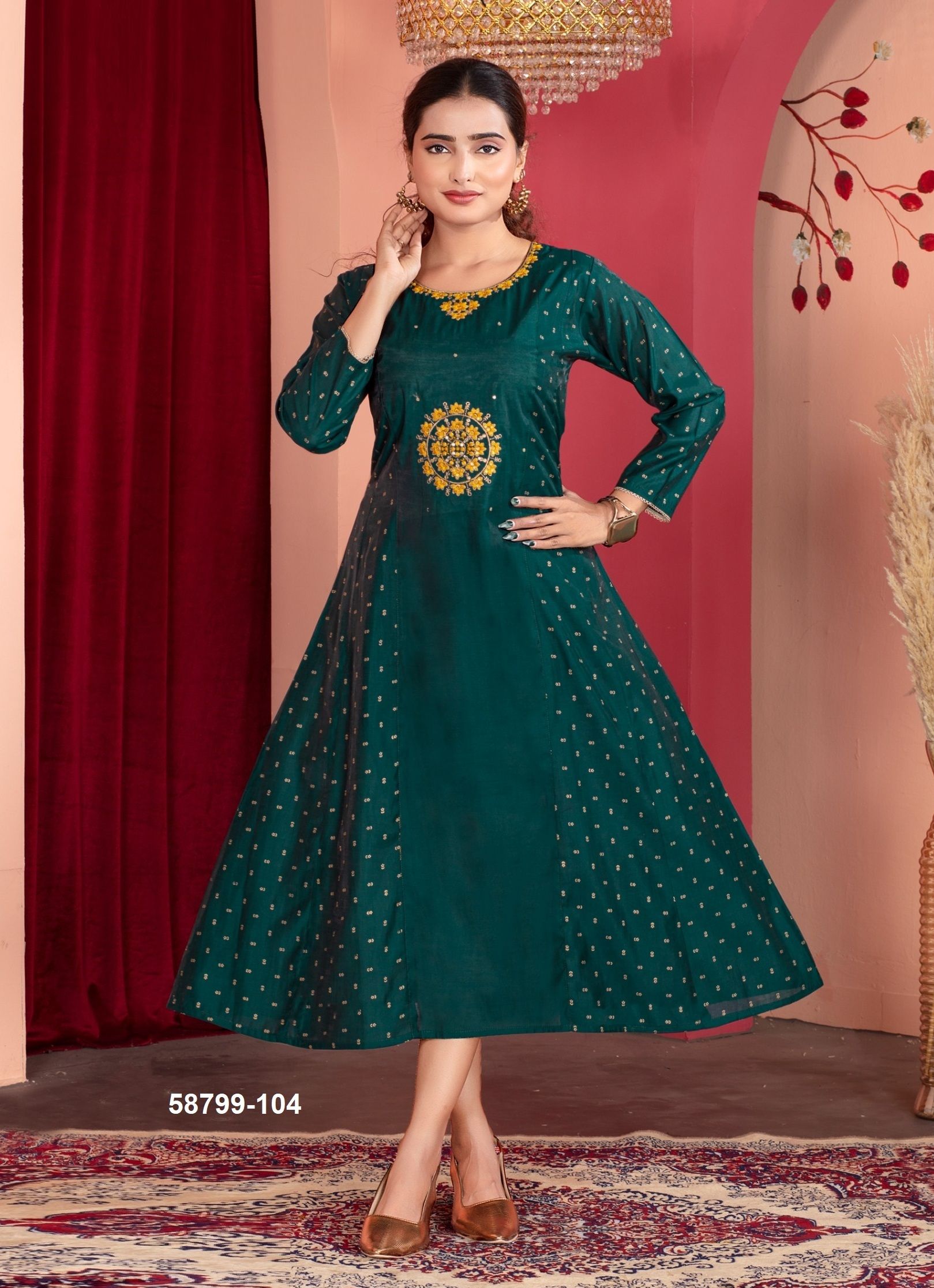 FREYA - Catalog # 58799 (Set of 6 Readymade Women's Kurtis / Tops) by Brand DEE CEE