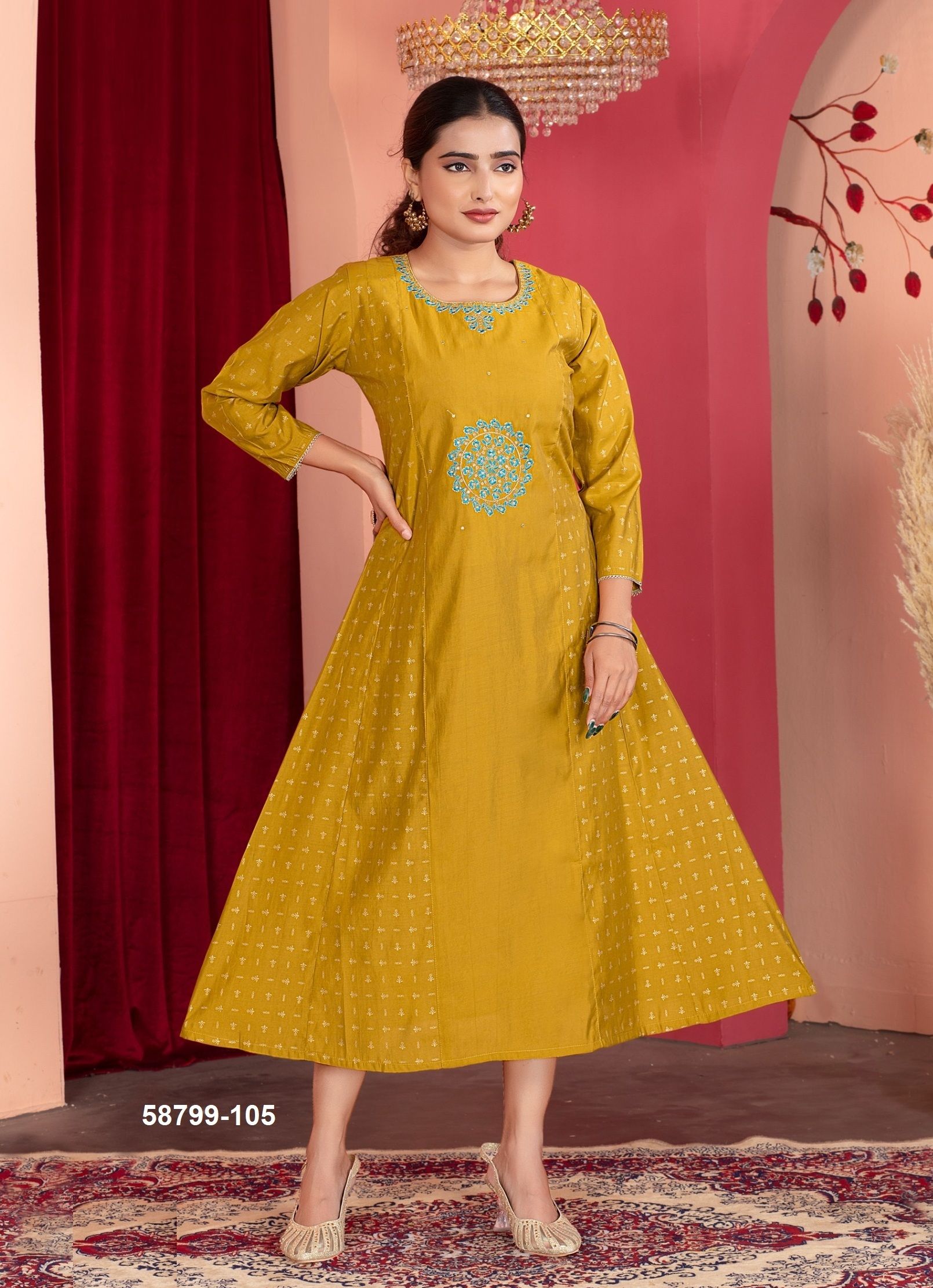 FREYA - Catalog # 58799 (Set of 6 Readymade Women's Kurtis / Tops) by Brand DEE CEE