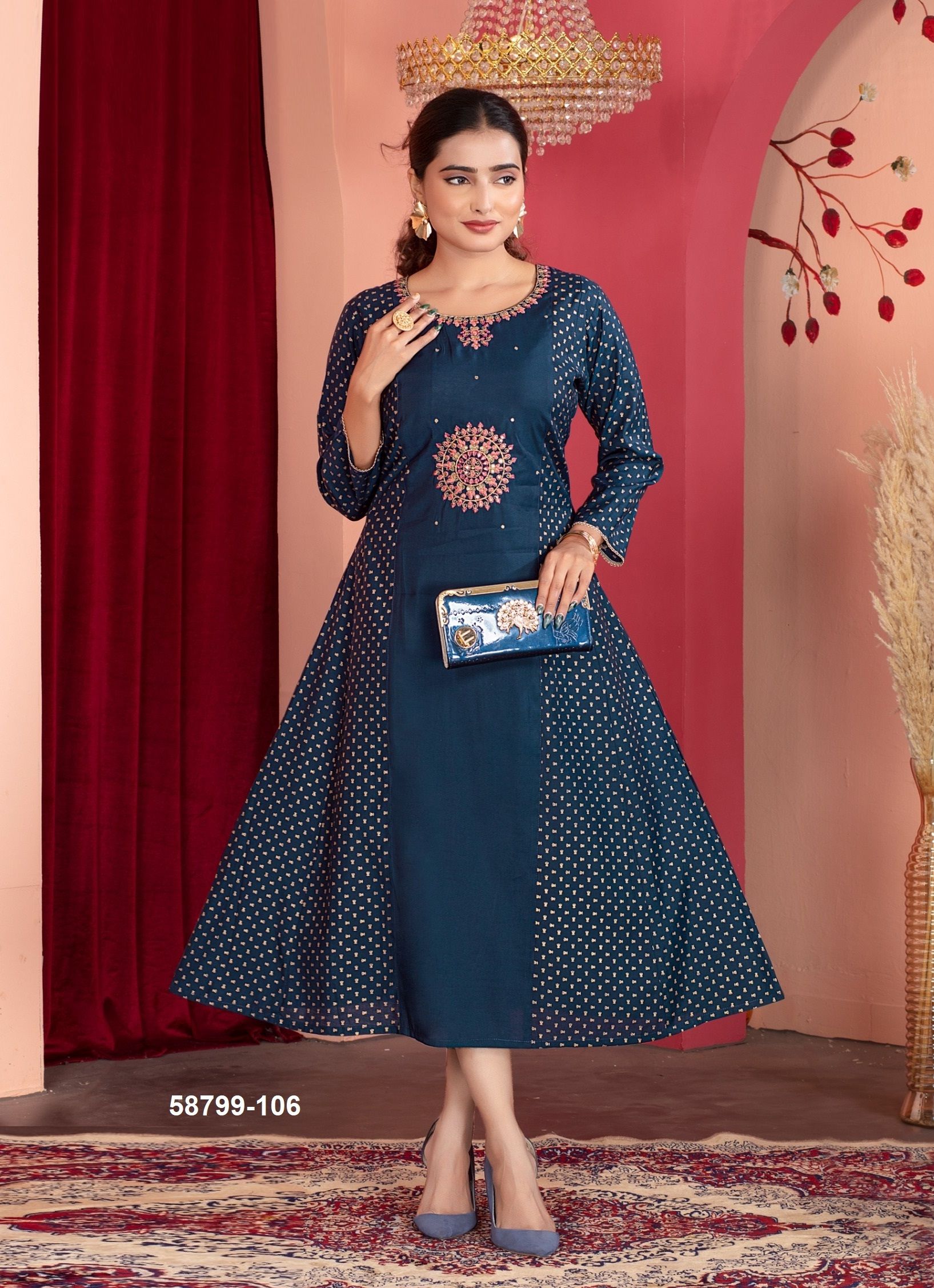 FREYA - Catalog # 58799 (Set of 6 Readymade Women's Kurtis / Tops) by Brand DEE CEE
