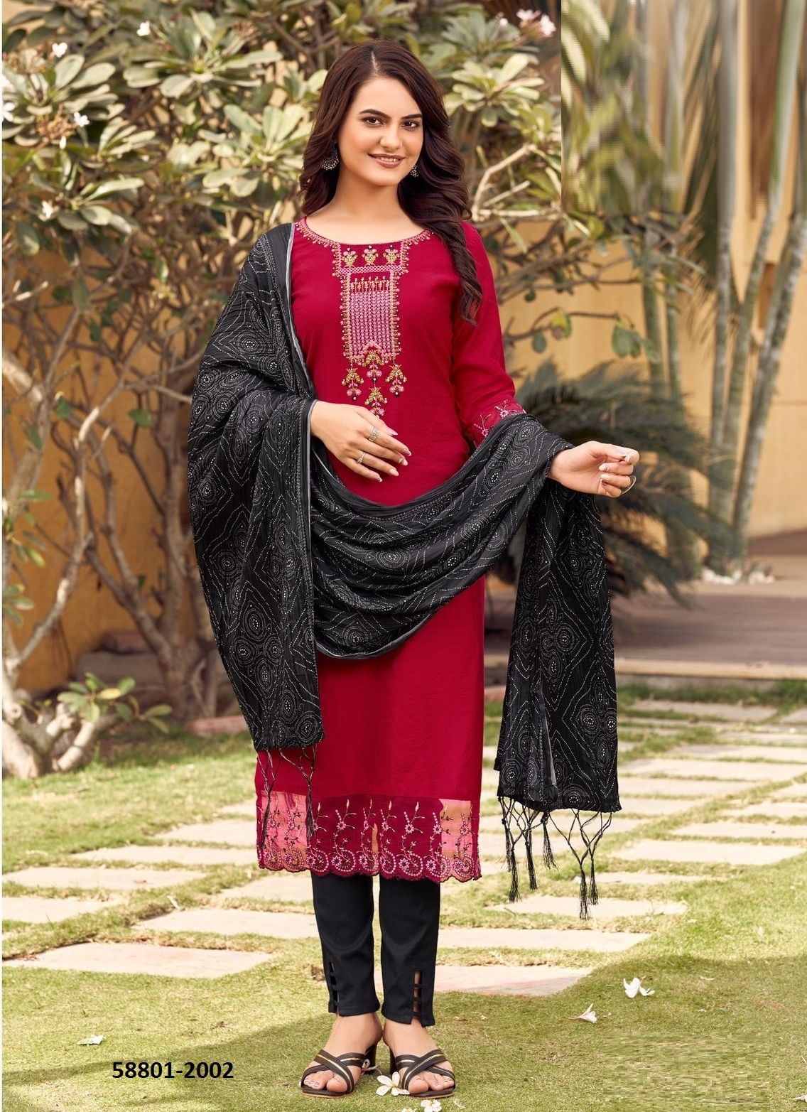 SAGAAI - Catalog # 58801 (Set of 6 Readymade Salwar Suits) by Brand WOOGLEE FASHIONS