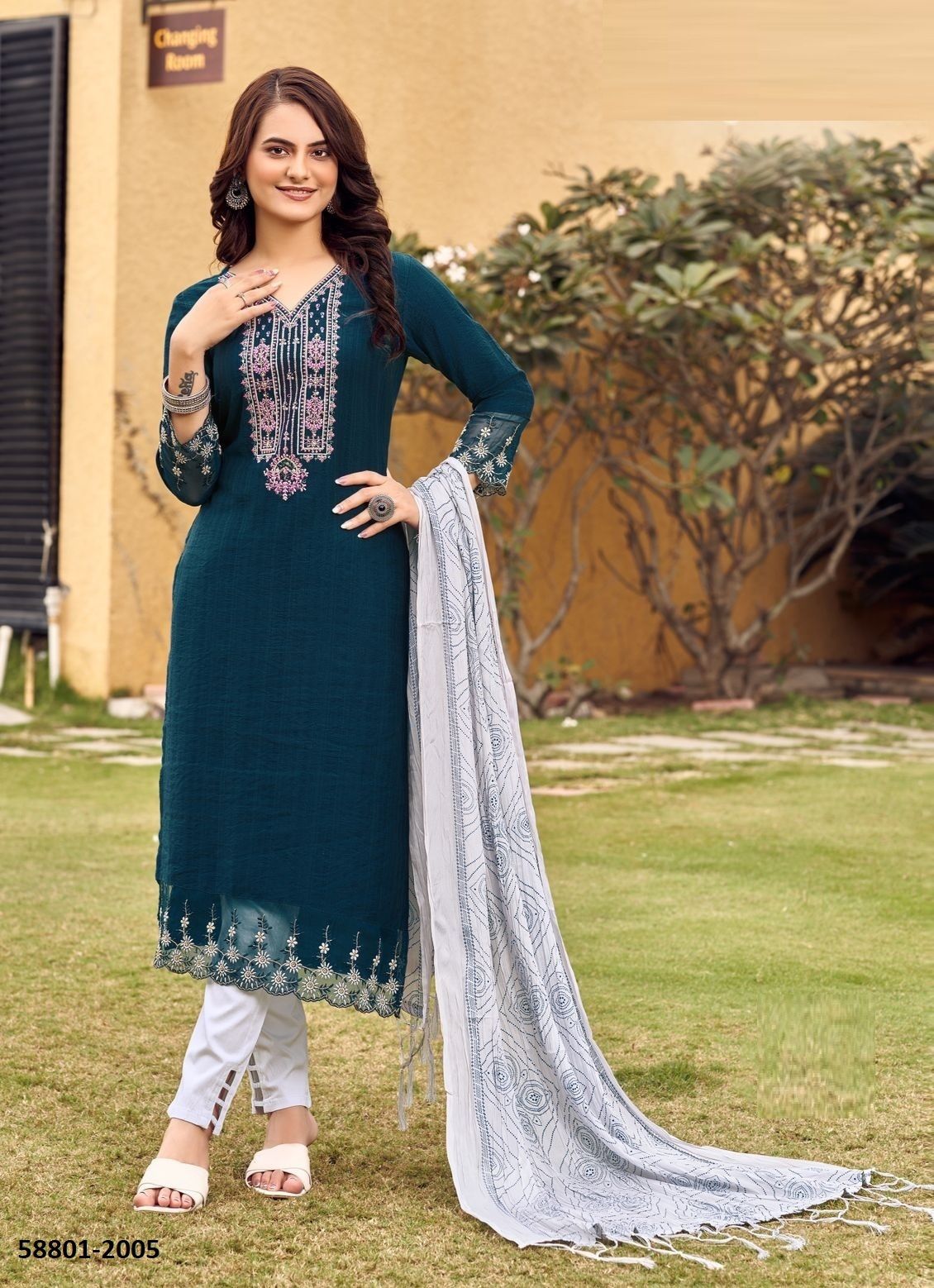SAGAAI - Catalog # 58801 (Set of 6 Readymade Salwar Suits) by Brand WOOGLEE FASHIONS