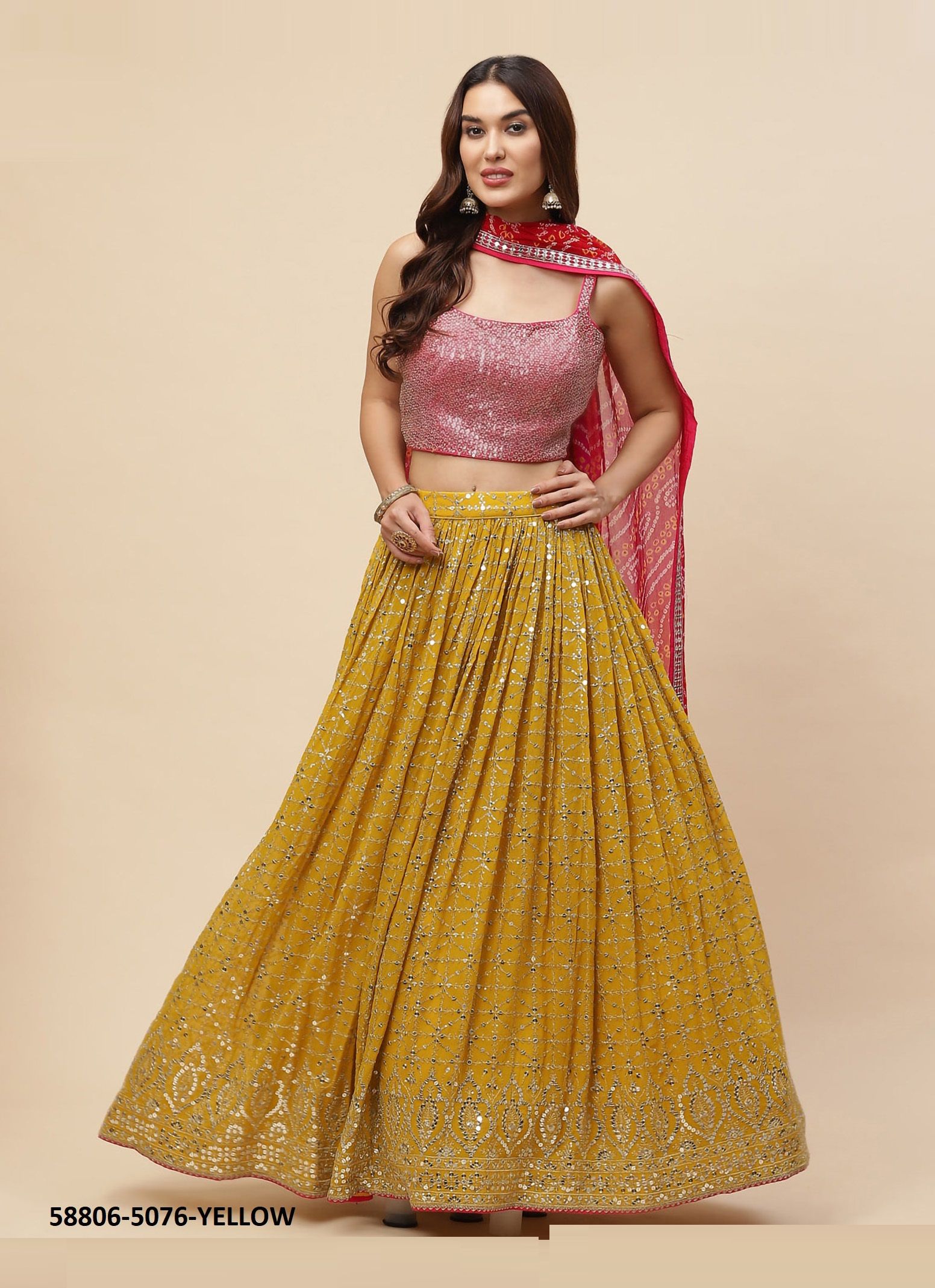 VOLUME 28 - Catalog # 58806 (Set of 11 Semi-Stitched Lehengas) by Brand DESI MUSE