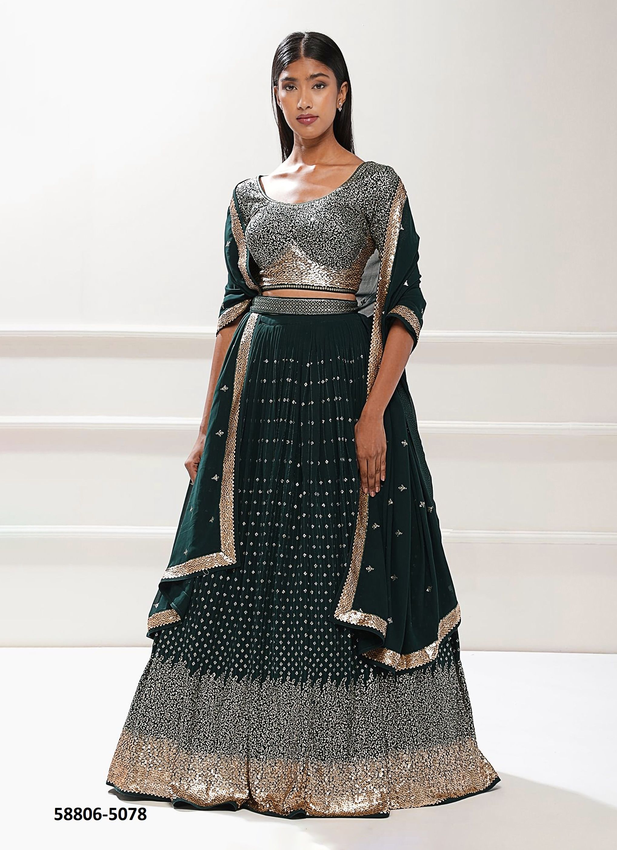 VOLUME 28 - Catalog # 58806 (Set of 11 Semi-Stitched Lehengas) by Brand DESI MUSE