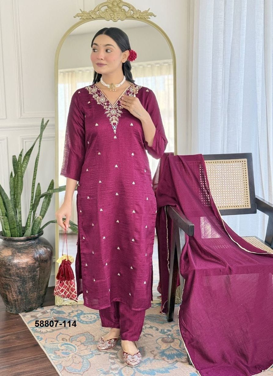 SERIES 113-115 - Catalog # 58807 (Set of 3 Readymade Salwar Suits) by Brand DESI MUSE