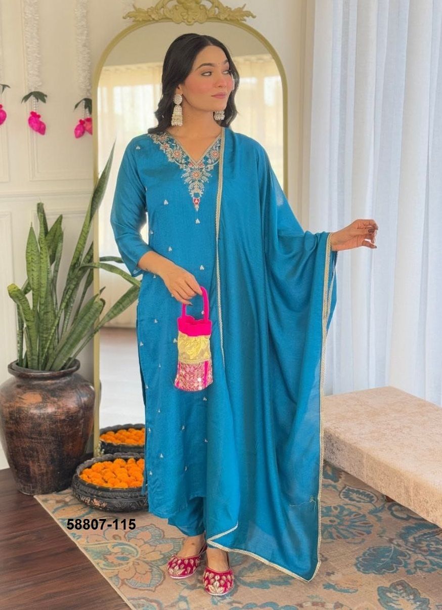 SERIES 113-115 - Catalog # 58807 (Set of 3 Readymade Salwar Suits) by Brand DESI MUSE