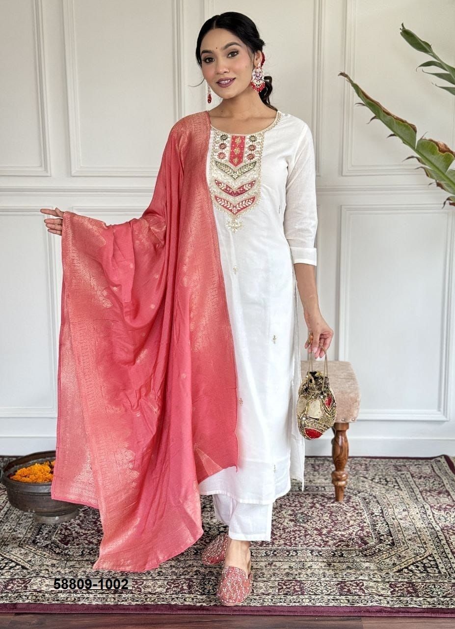 SERIES 1001-1002 - Catalog # 58809 (Set of 2 Readymade Salwar Suits) by Brand DESI MUSE