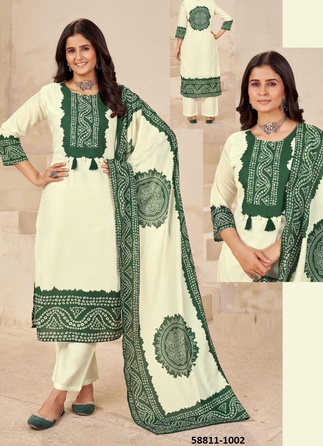 BANDHANI LOOK - Catalog # 58811 (Set of 4 Readymade Salwar Suits) by Brand BLUE HILLS