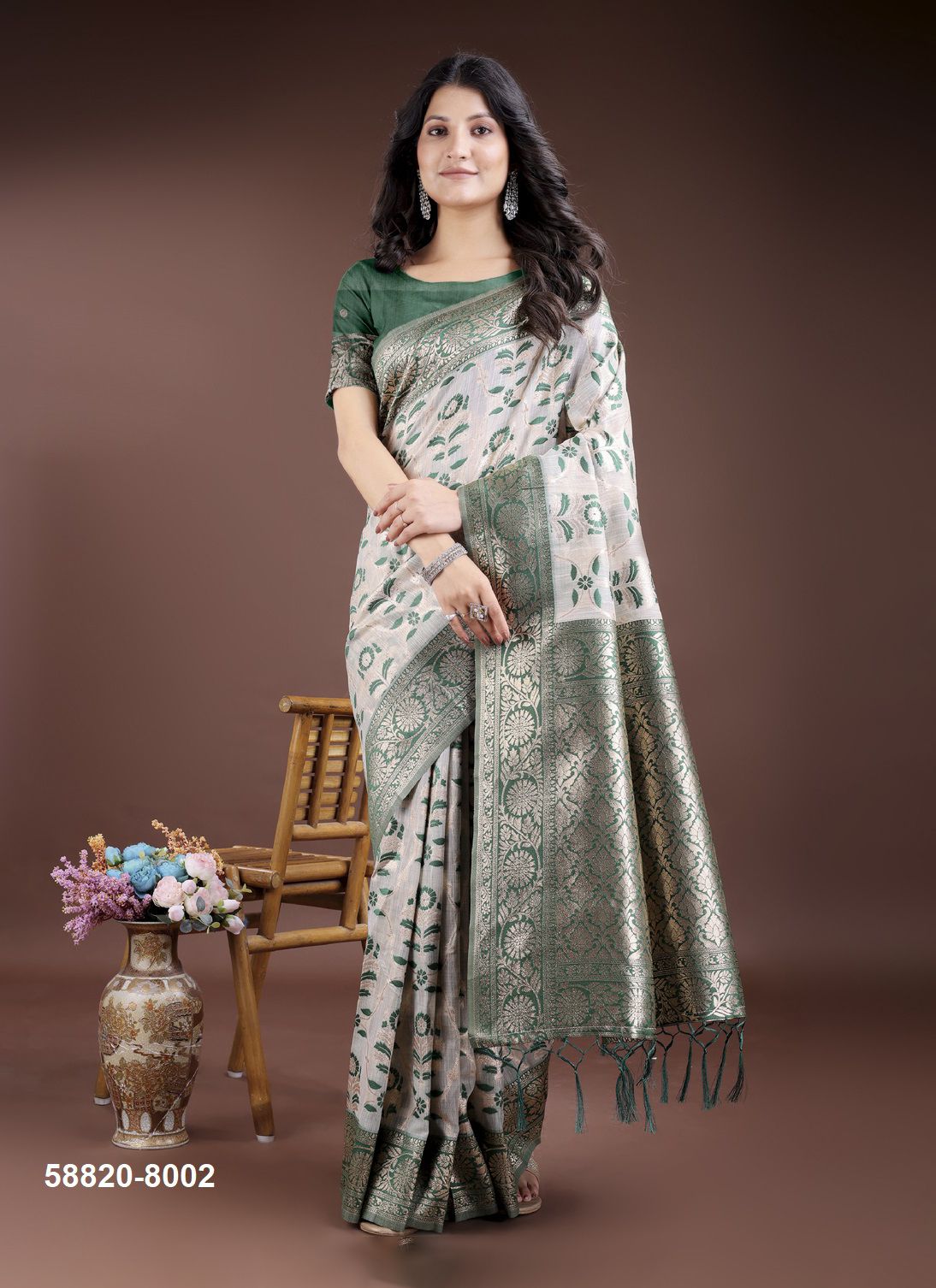 LINEN QUEEN 8 - Catalog # 58820 (Set of 6 Sarees) by Brand DESI MUSE