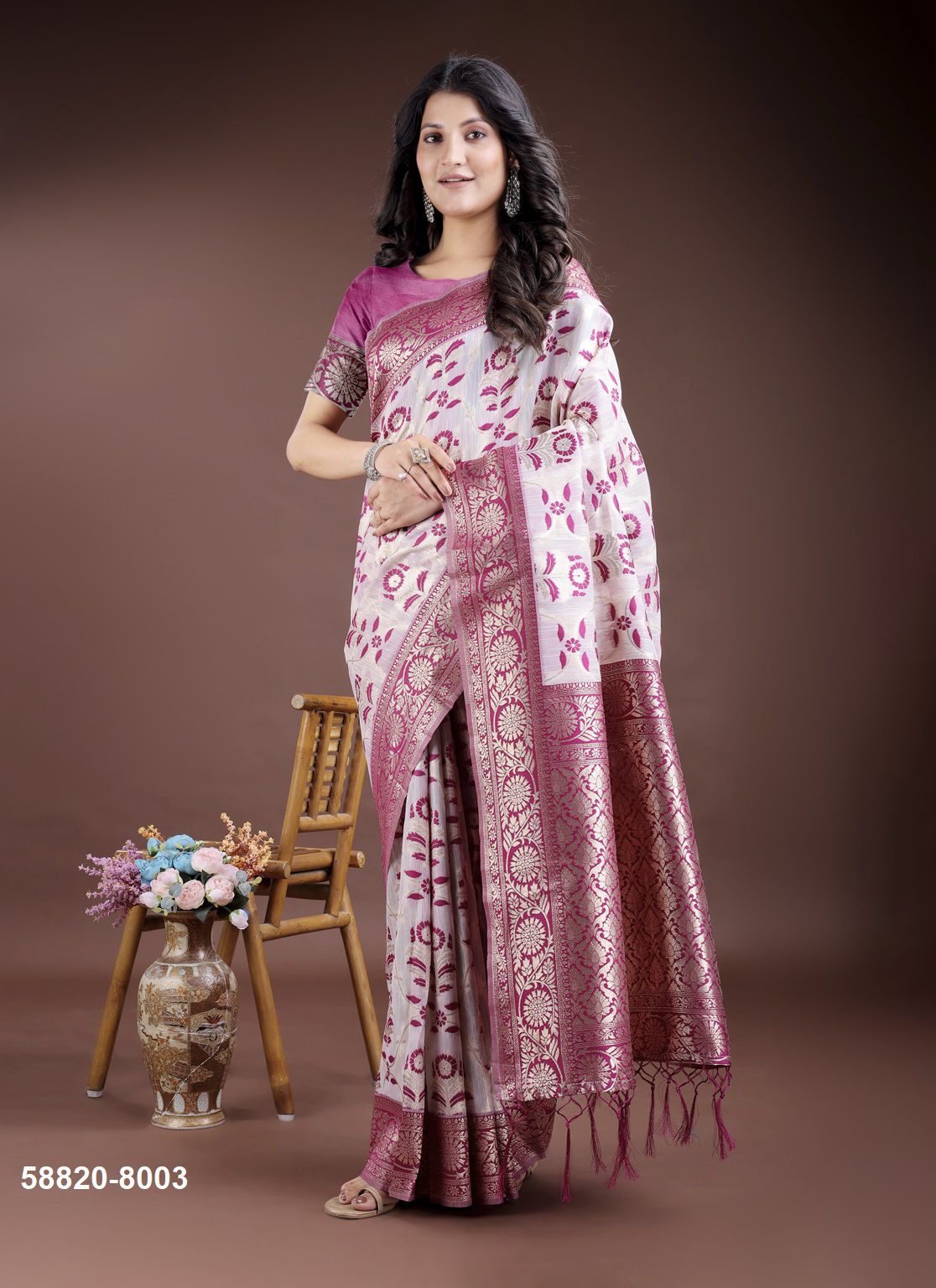 LINEN QUEEN 8 - Catalog # 58820 (Set of 6 Sarees) by Brand DESI MUSE
