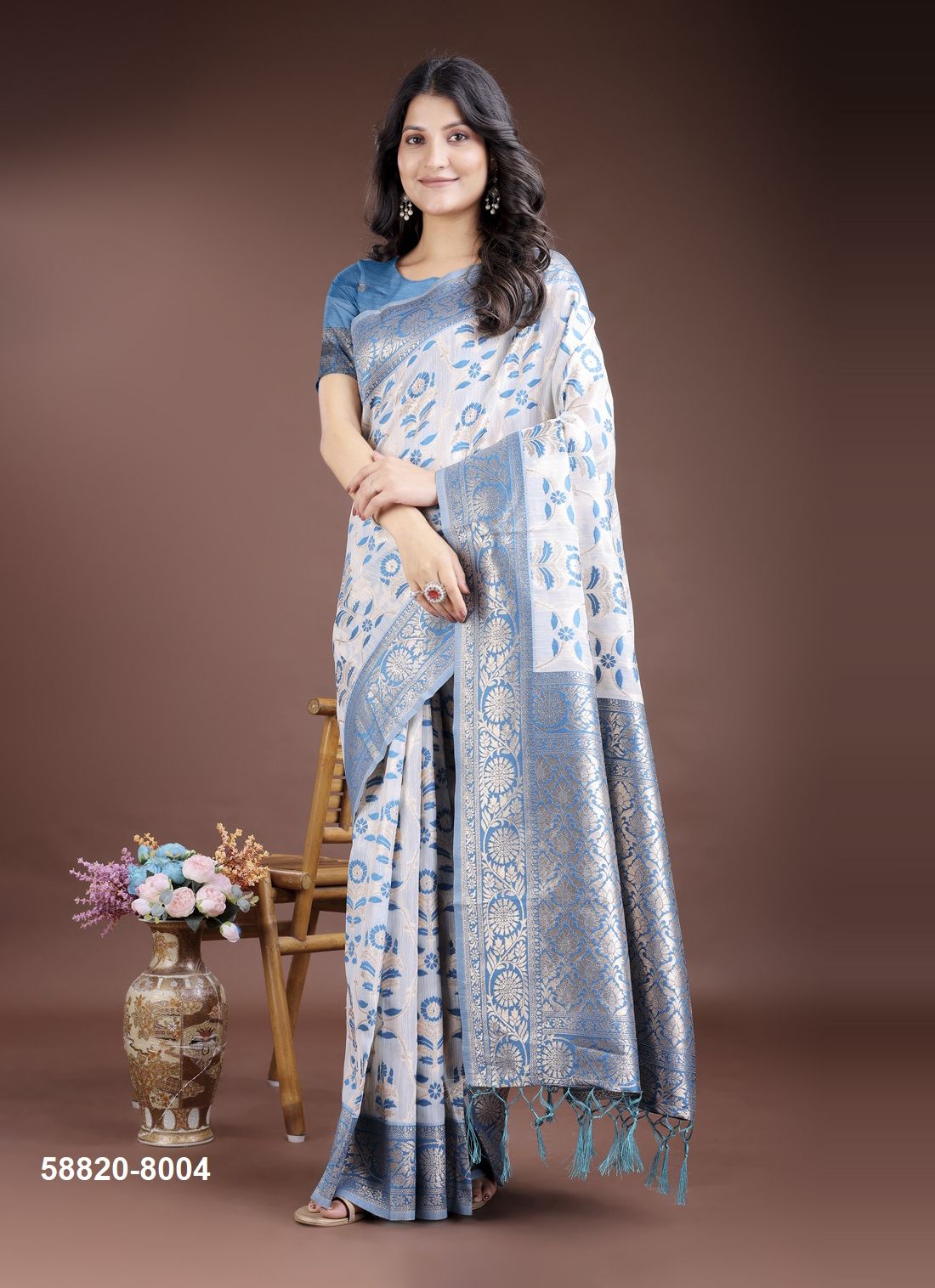 LINEN QUEEN 8 - Catalog # 58820 (Set of 6 Sarees) by Brand DESI MUSE