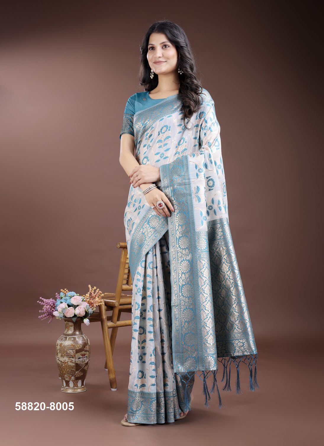 LINEN QUEEN 8 - Catalog # 58820 (Set of 6 Sarees) by Brand DESI MUSE