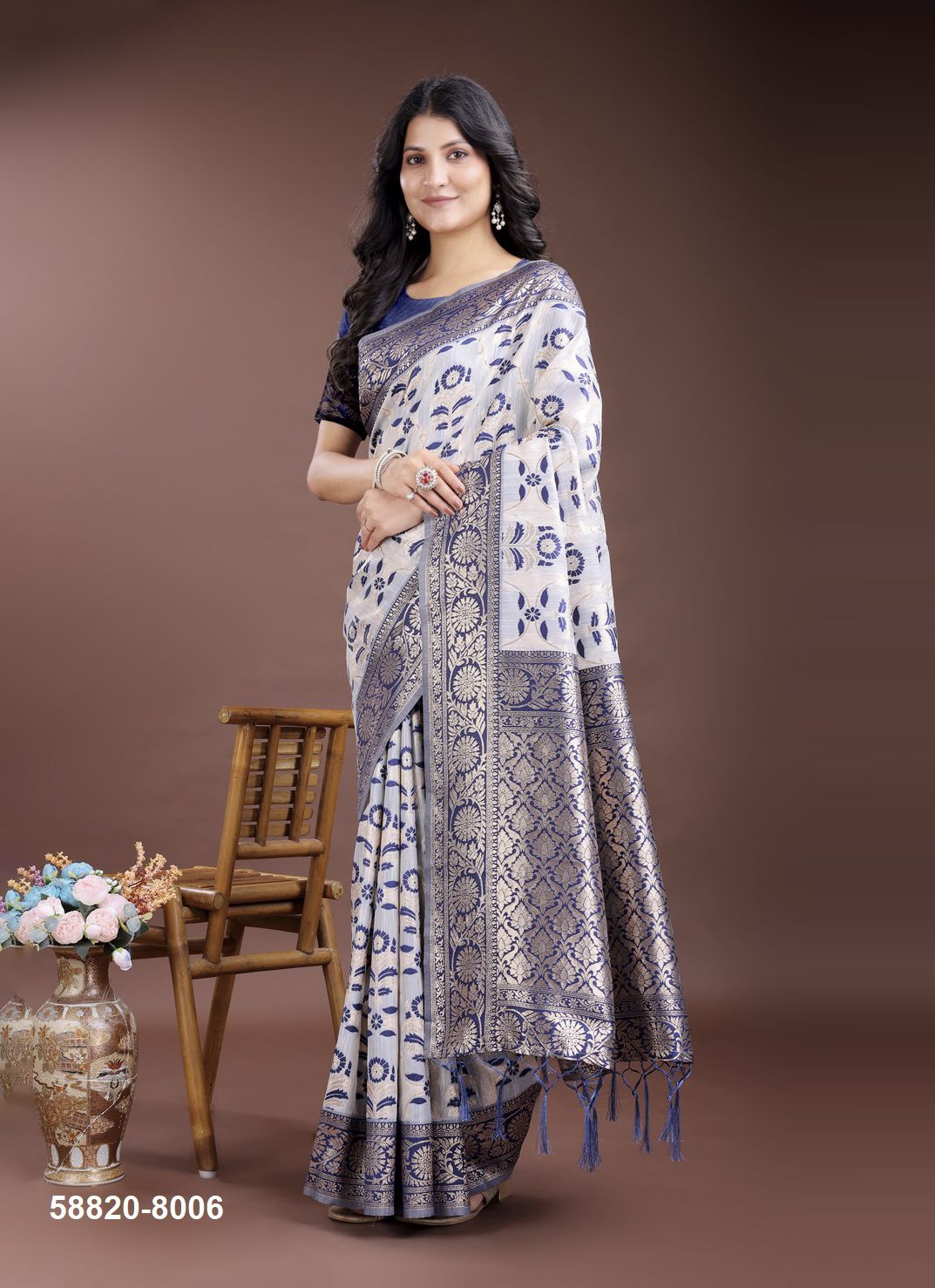 LINEN QUEEN 8 - Catalog # 58820 (Set of 6 Sarees) by Brand DESI MUSE