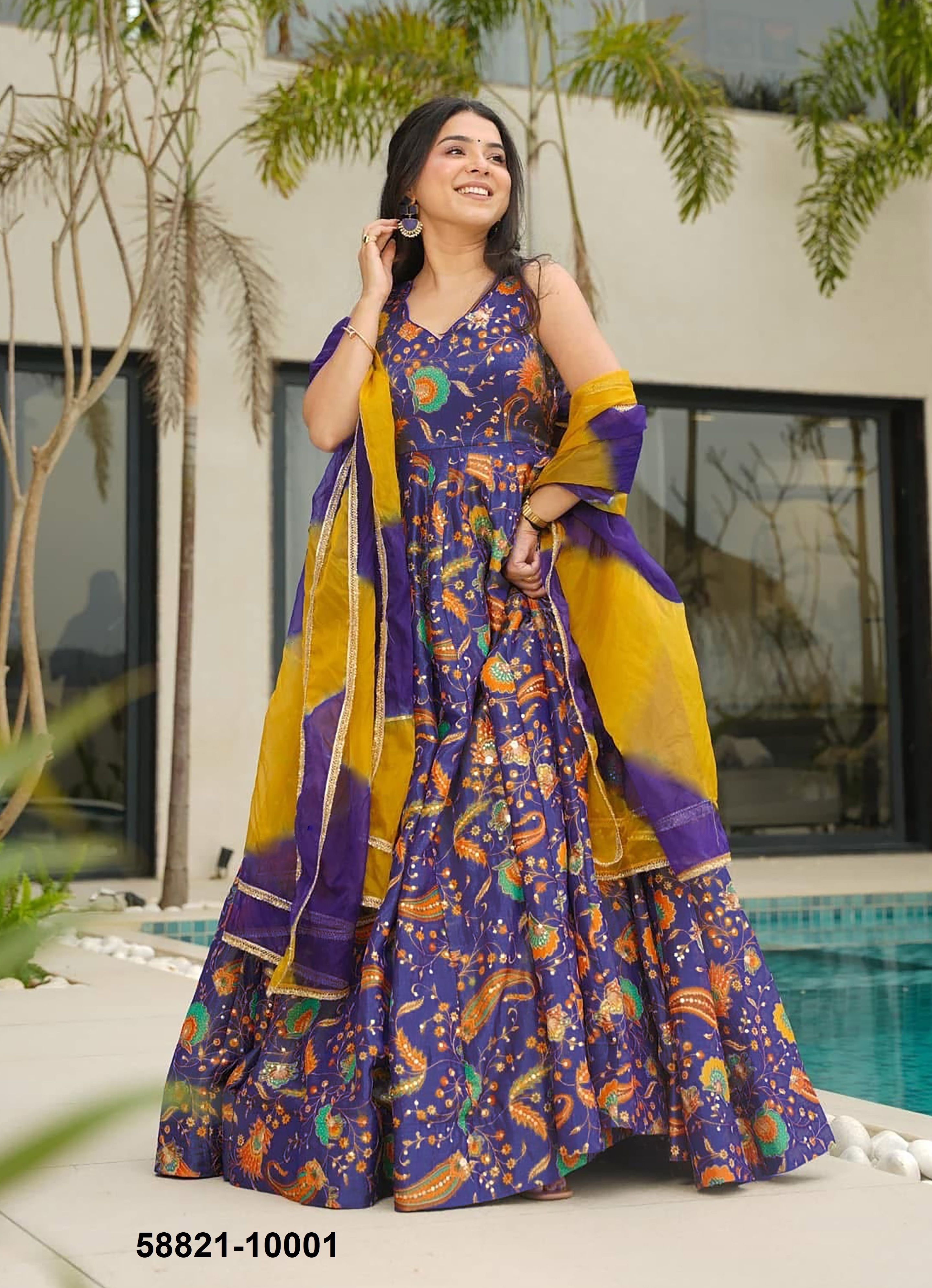 CLORA 10 - Catalog # 58821 (Set of 7 Readymade Gowns) by Brand DESI MUSE CLORA 10 - Catalog # 58821 (Set of 7 Readymade Gowns) by Brand DESI MUSE
