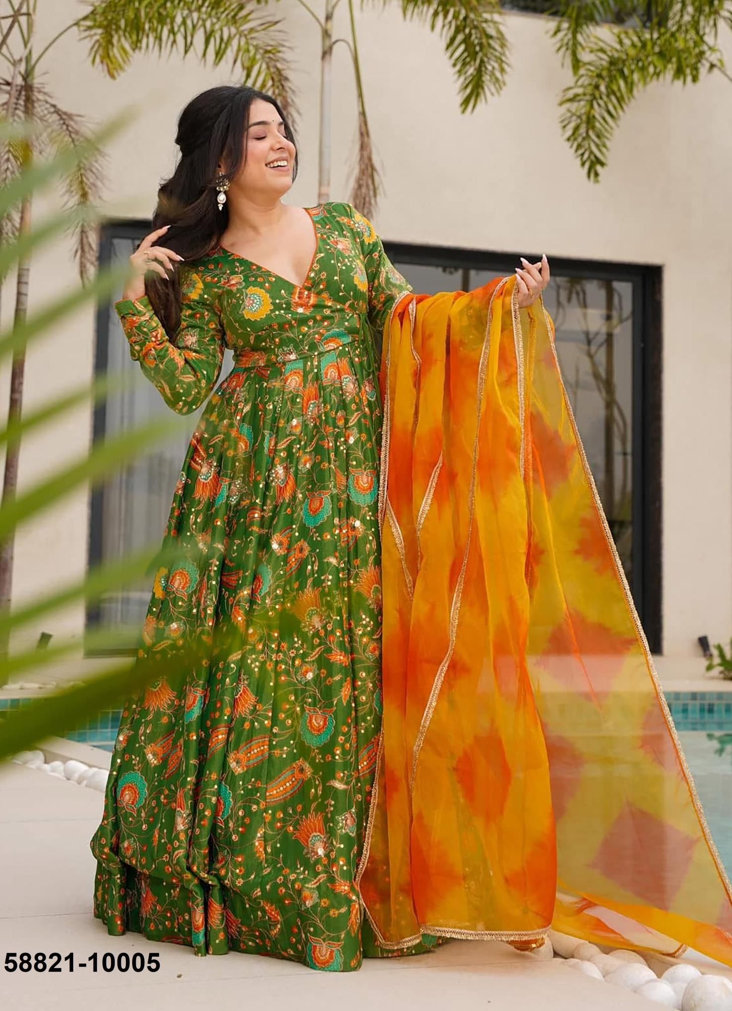 CLORA 10 - Catalog # 58821 (Set of 7 Readymade Gowns) by Brand DESI MUSE CLORA 10 - Catalog # 58821 (Set of 7 Readymade Gowns) by Brand DESI MUSE