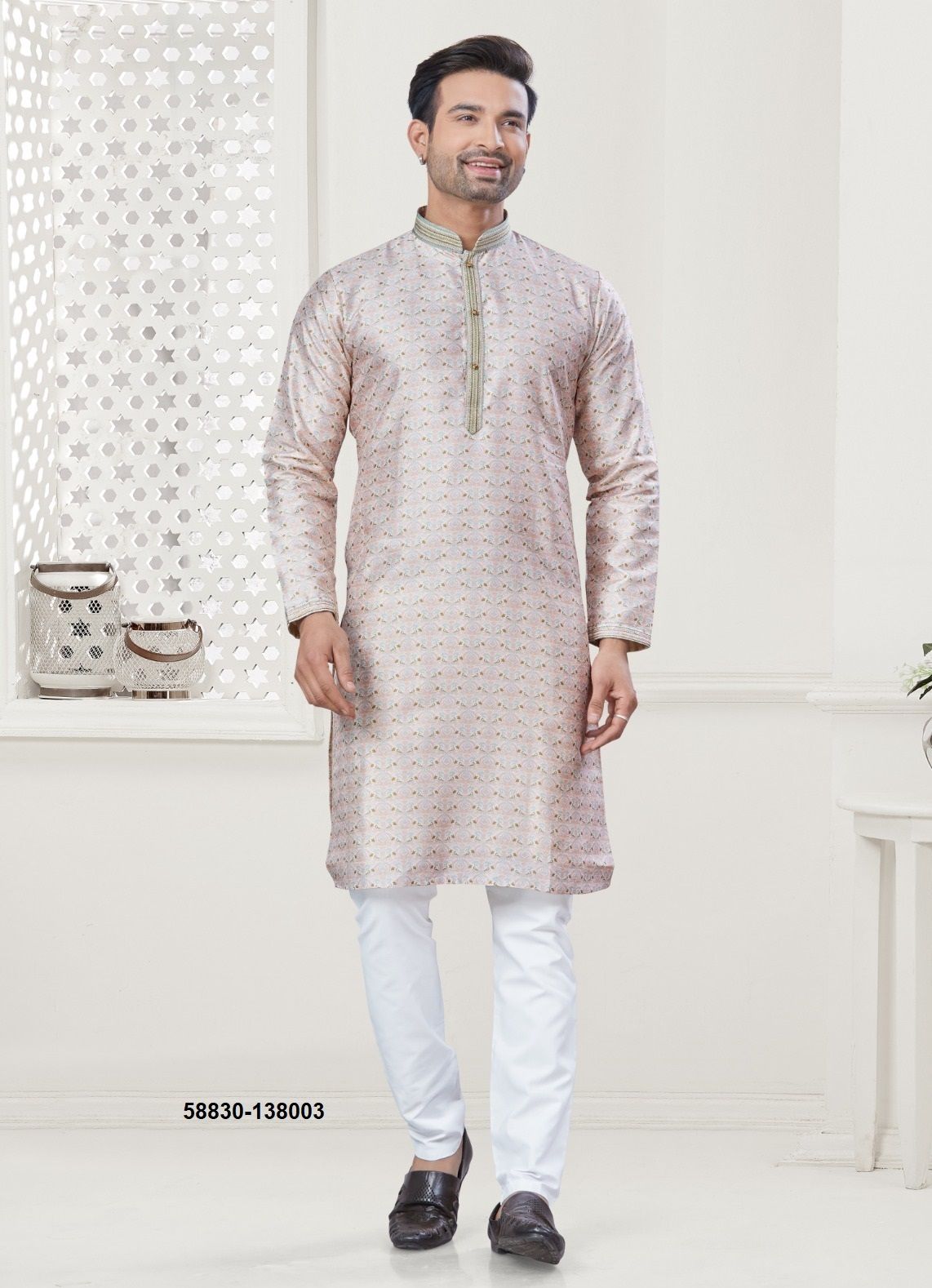 WEDDING COLLECTION 138 - Catalog # 58830 (Set of 8 Men's Ethnic Wear) by Brand DESI MUSE