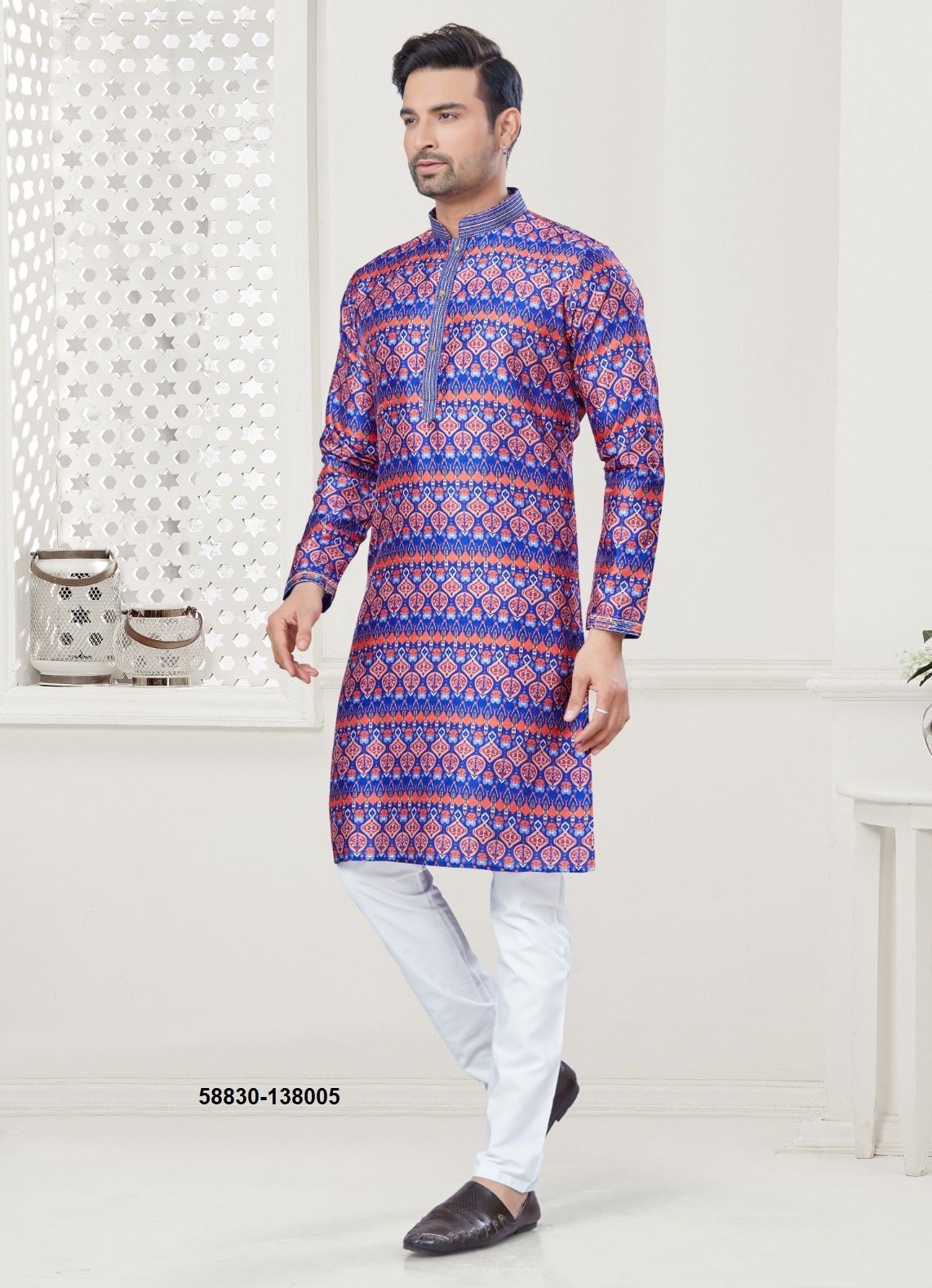 WEDDING COLLECTION 138 - Catalog # 58830 (Set of 8 Men's Ethnic Wear) by Brand DESI MUSE
