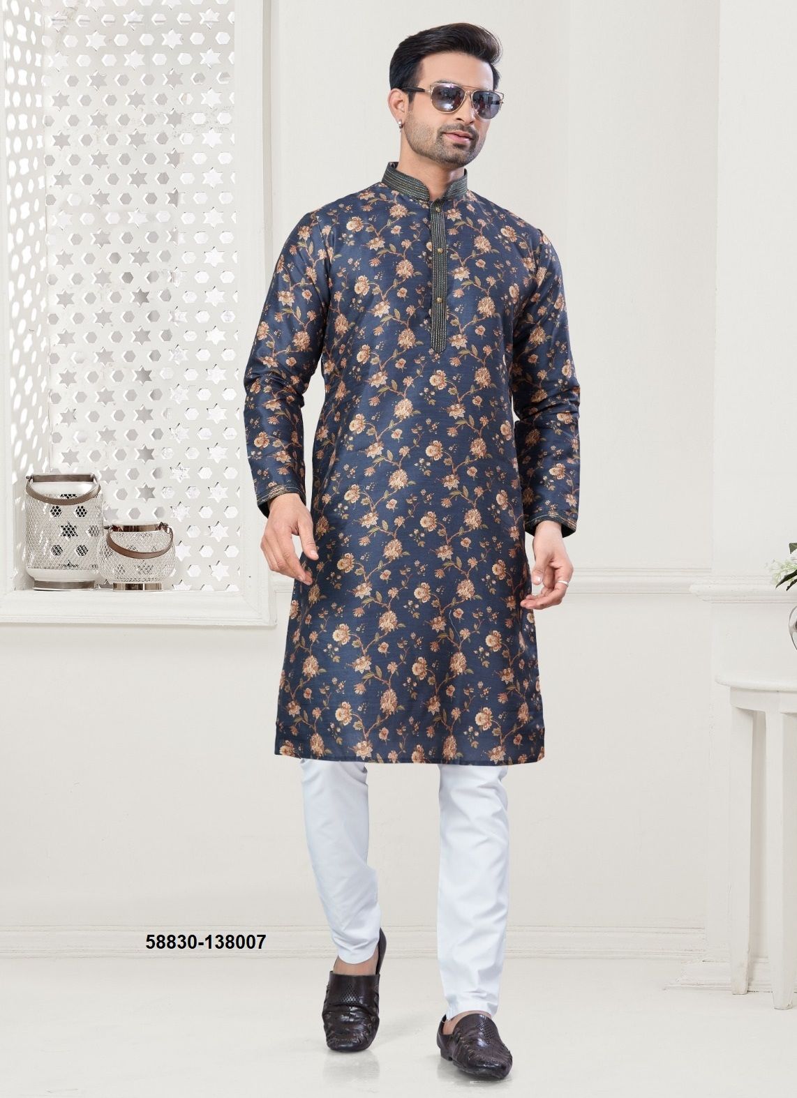 WEDDING COLLECTION 138 - Catalog # 58830 (Set of 8 Men's Ethnic Wear) by Brand DESI MUSE