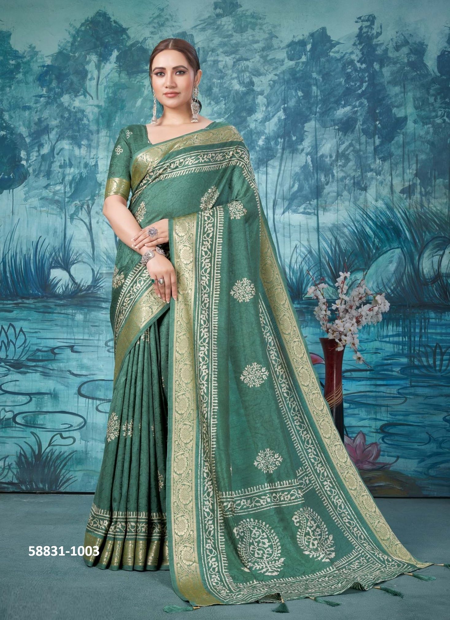 SANCHITA - Catalog # 58831 (Set of 6 Sarees) by Brand SHUBH SHREE CREATIONS
