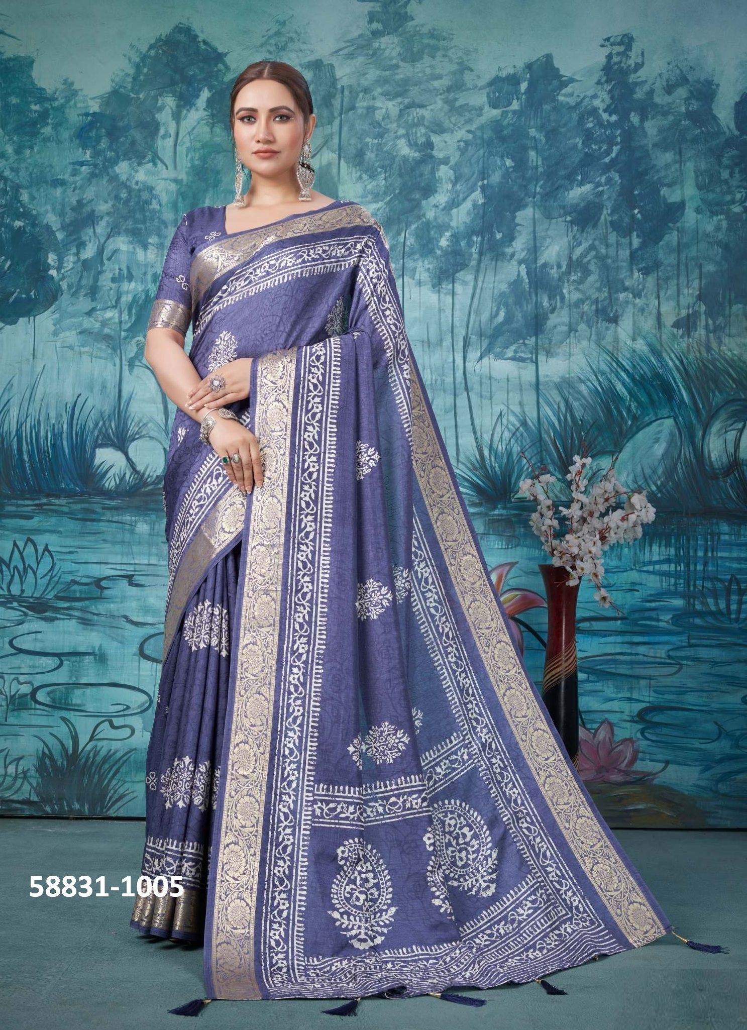 SANCHITA - Catalog # 58831 (Set of 6 Sarees) by Brand SHUBH SHREE CREATIONS