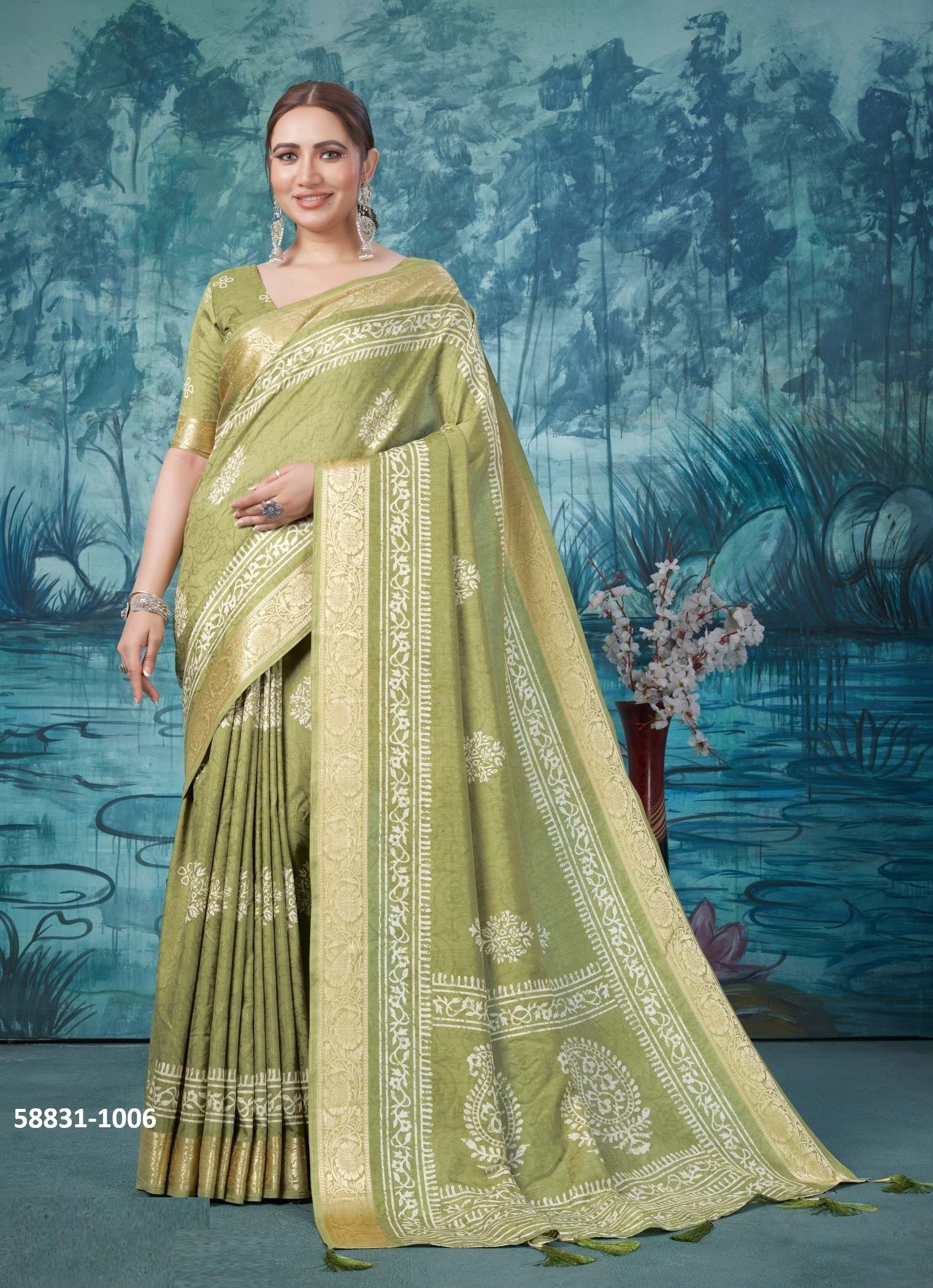 SANCHITA - Catalog # 58831 (Set of 6 Sarees) by Brand SHUBH SHREE CREATIONS