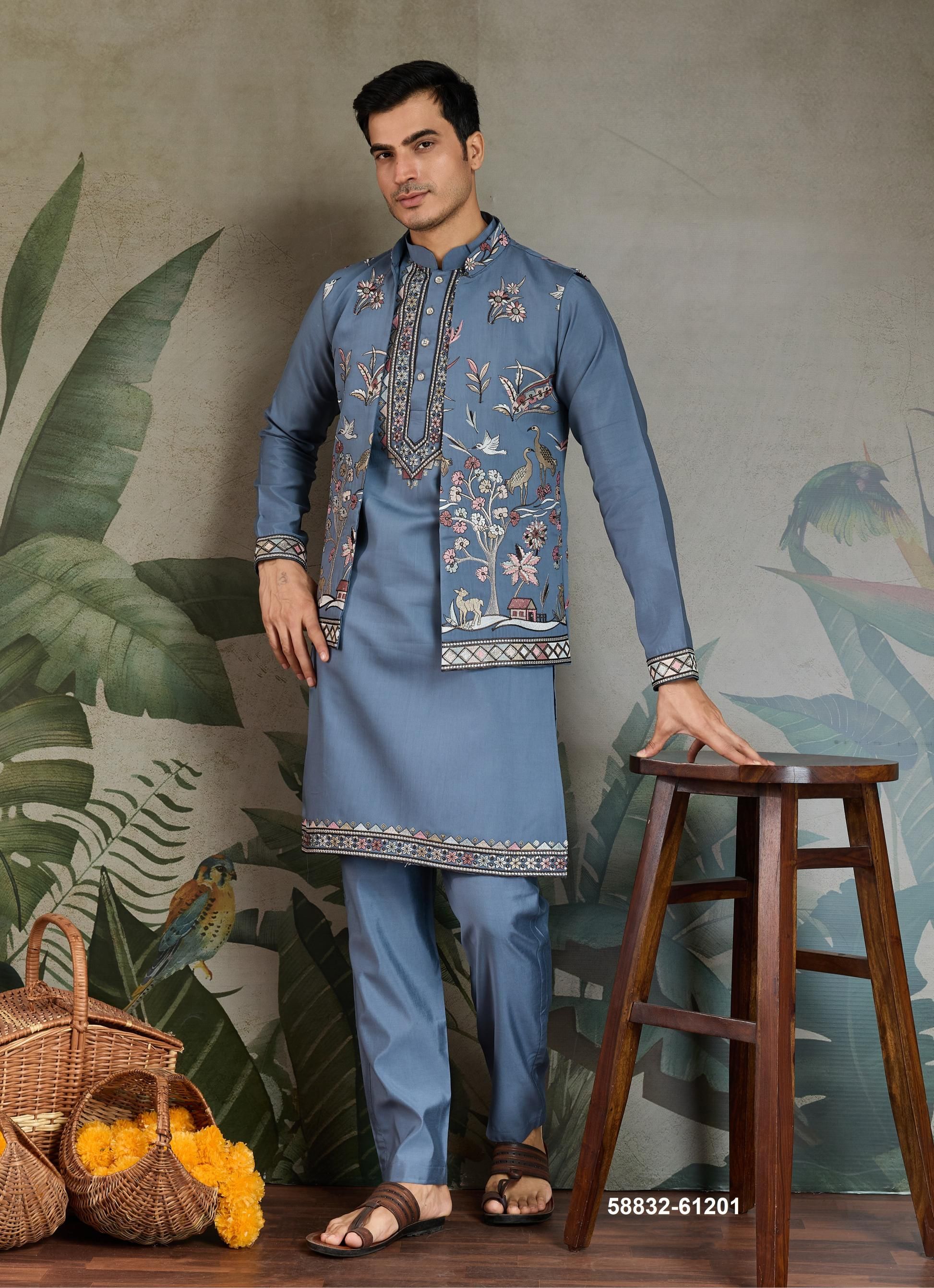 RAJWADA ATTIRE 4 - Catalog # 58832 (Set of 7 Men's Ethnic Wear) by Brand DESI MUSE RAJWADA ATTIRE 4 - Catalog # 58832 (Set of 7 Men's Ethnic Wear) by Brand DESI MUSE