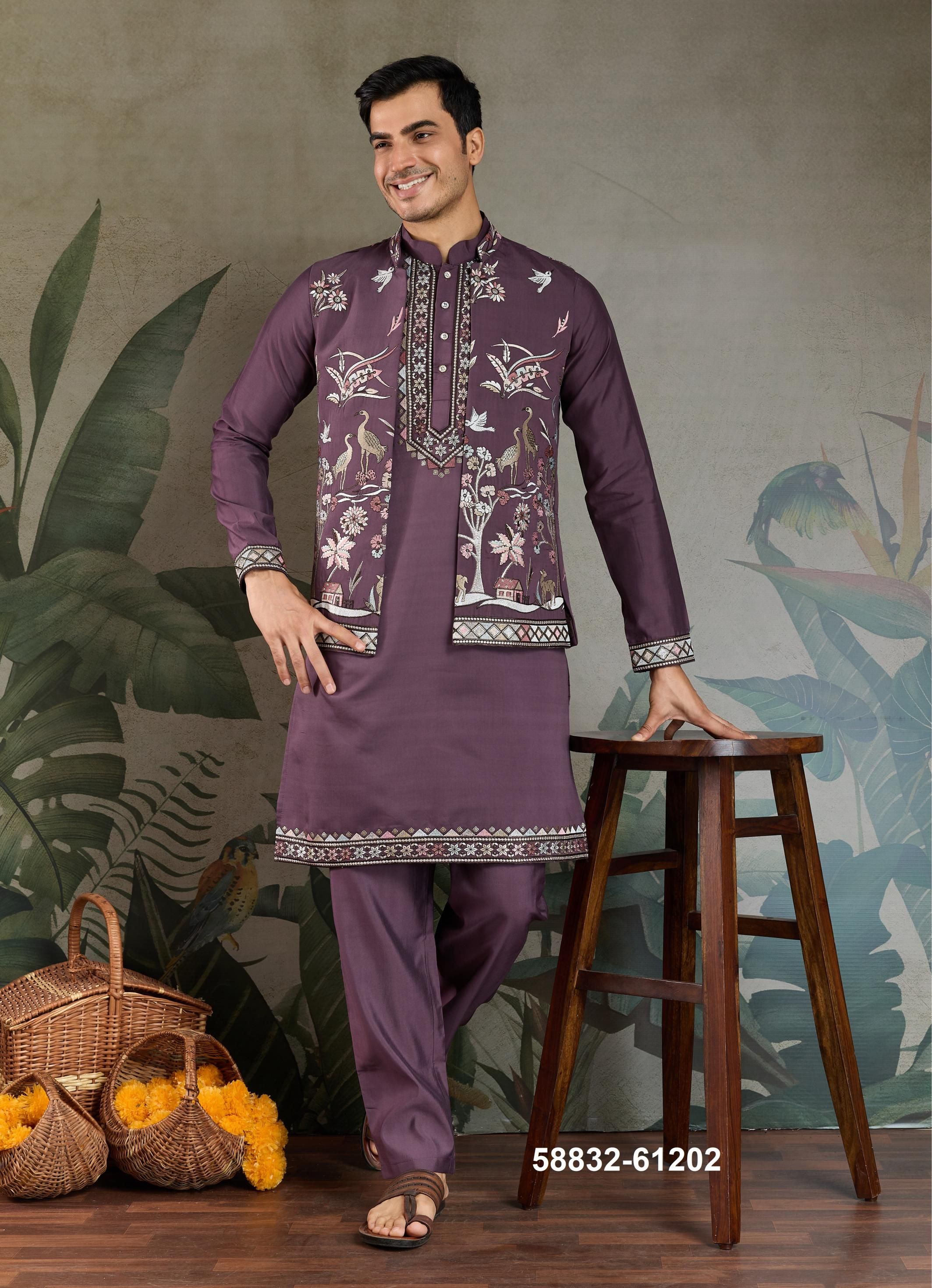 RAJWADA ATTIRE 4 - Catalog # 58832 (Set of 7 Men's Ethnic Wear) by Brand DESI MUSE RAJWADA ATTIRE 4 - Catalog # 58832 (Set of 7 Men's Ethnic Wear) by Brand DESI MUSE