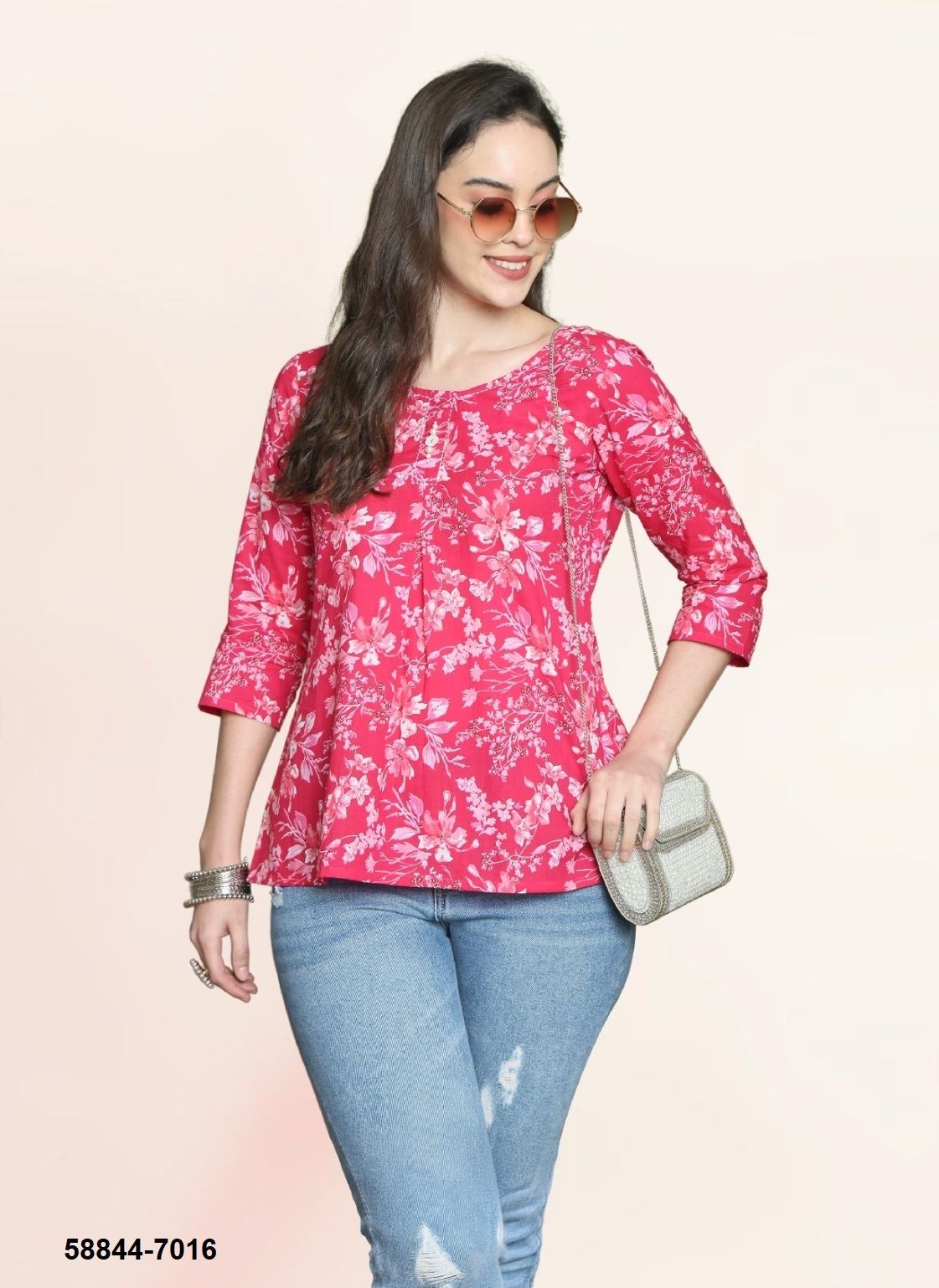 AARADHYA 24 - Catalog # 58844 (Set of 8 Readymade Women's Kurtis / Tops) by Brand RAJNANDINI