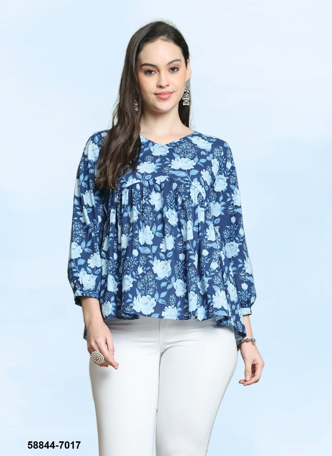 AARADHYA 24 - Catalog # 58844 (Set of 8 Readymade Women's Kurtis / Tops) by Brand RAJNANDINI