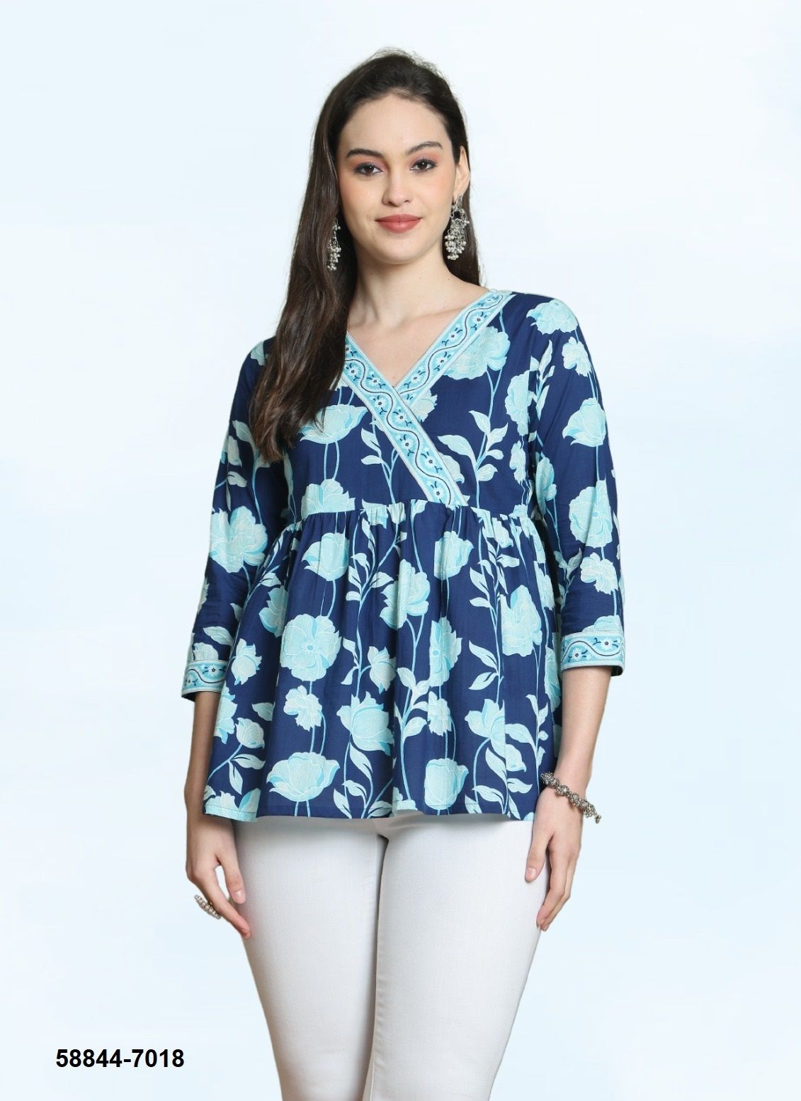 AARADHYA 24 - Catalog # 58844 (Set of 8 Readymade Women's Kurtis / Tops) by Brand RAJNANDINI