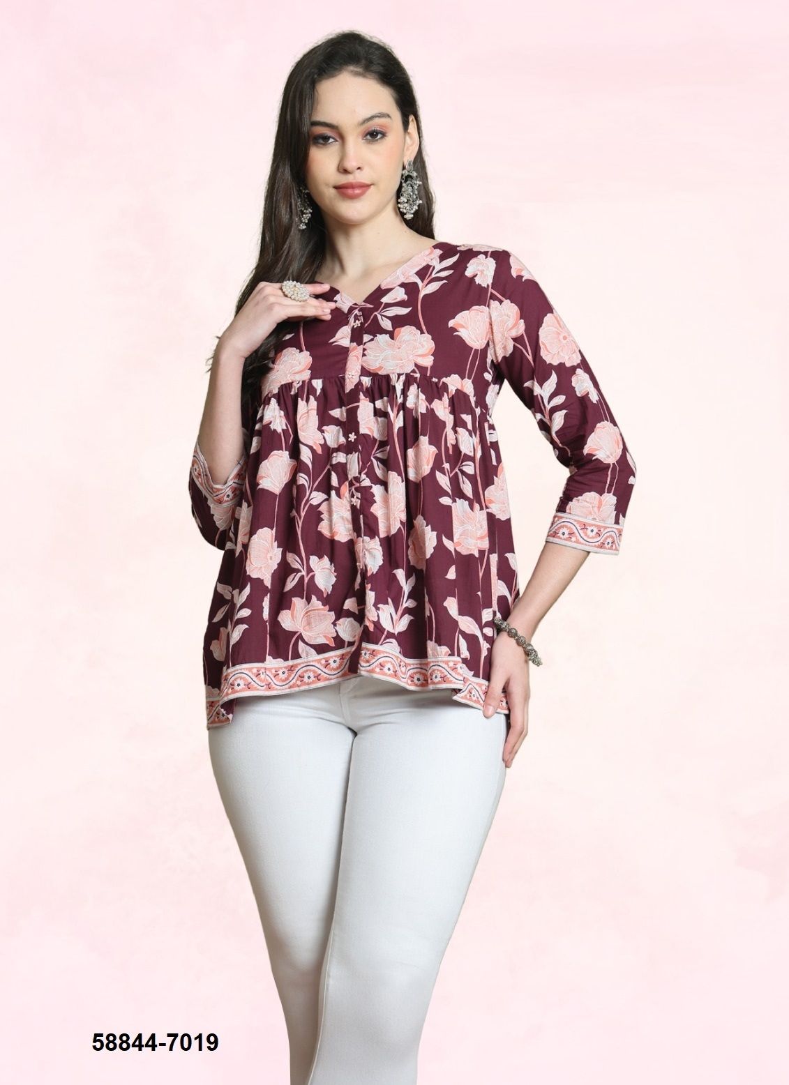 AARADHYA 24 - Catalog # 58844 (Set of 8 Readymade Women's Kurtis / Tops) by Brand RAJNANDINI