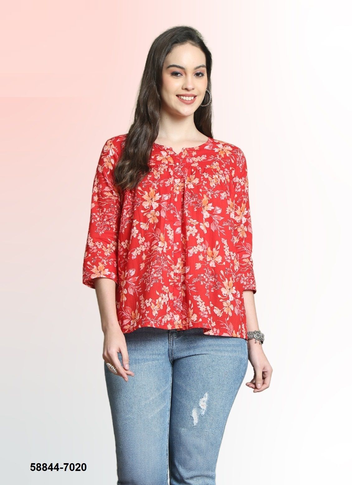 AARADHYA 24 - Catalog # 58844 (Set of 8 Readymade Women's Kurtis / Tops) by Brand RAJNANDINI