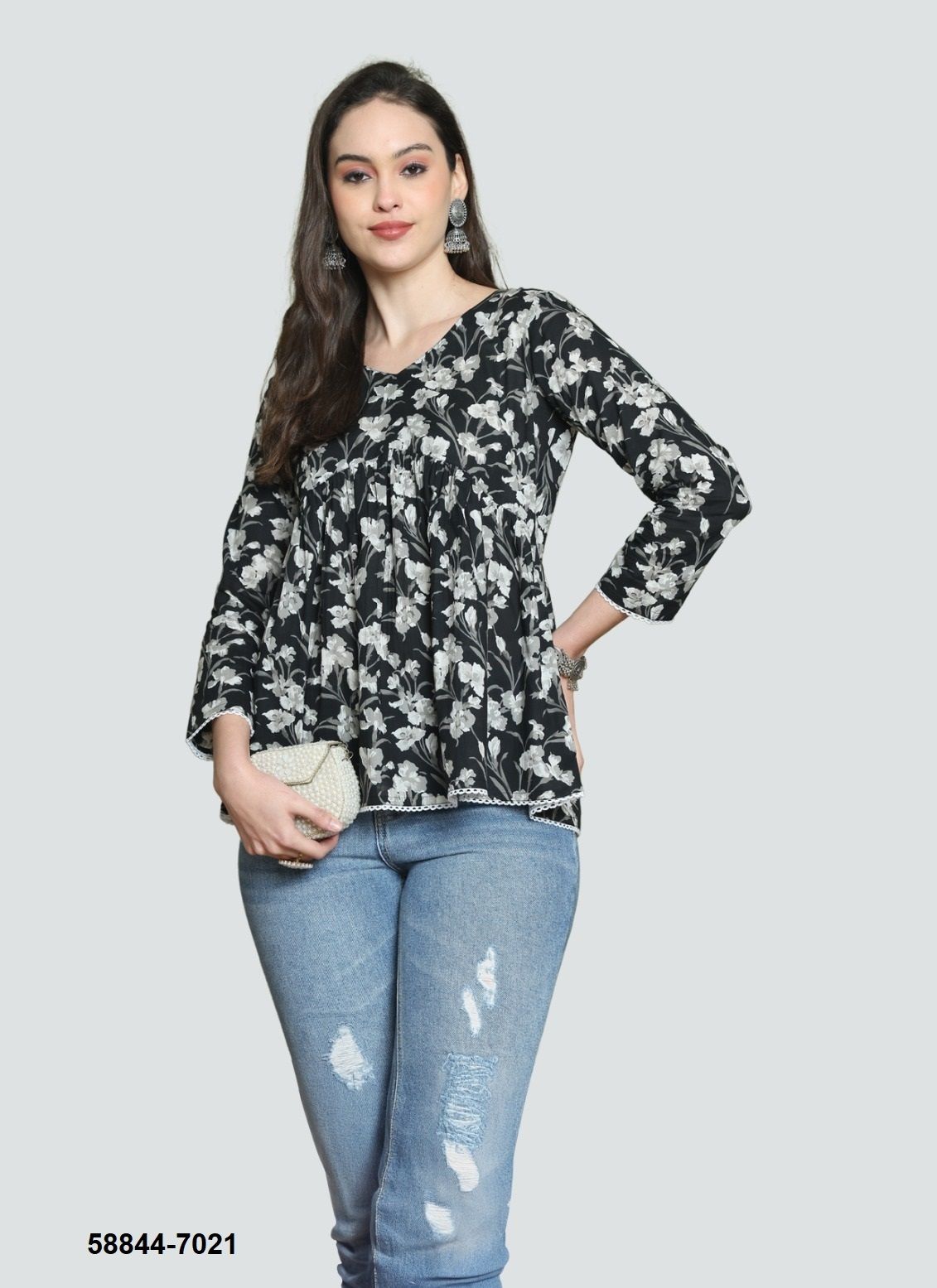 AARADHYA 24 - Catalog # 58844 (Set of 8 Readymade Women's Kurtis / Tops) by Brand RAJNANDINI