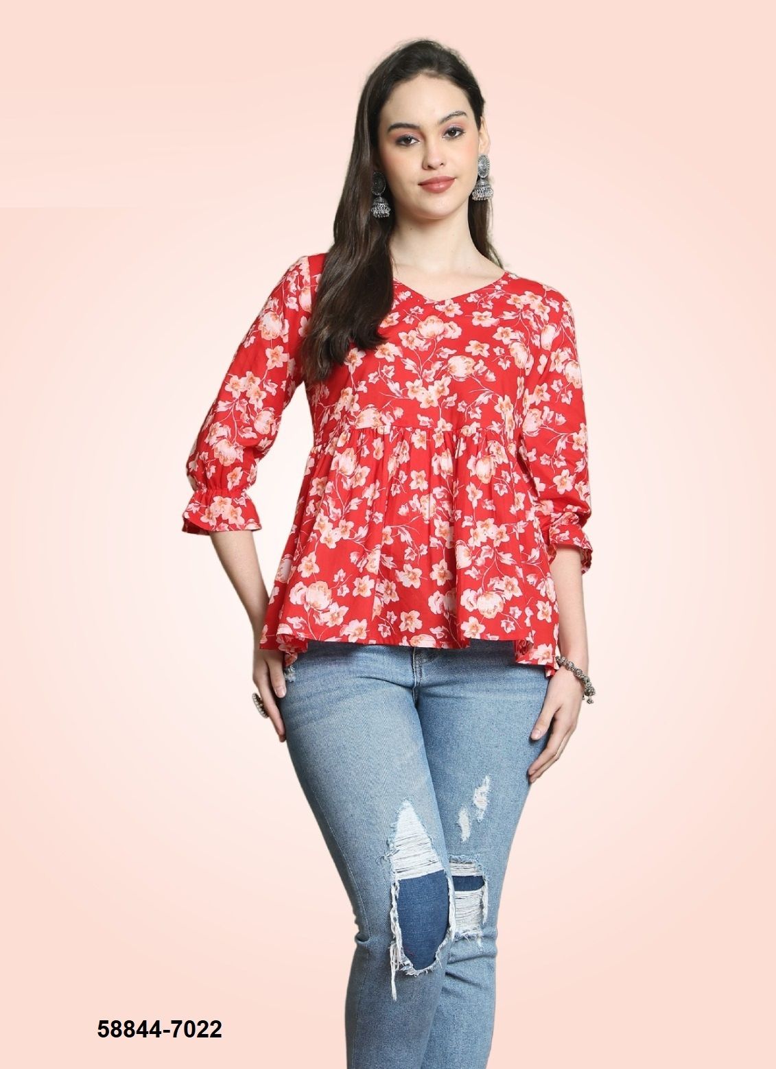 AARADHYA 24 - Catalog # 58844 (Set of 8 Readymade Women's Kurtis / Tops) by Brand RAJNANDINI