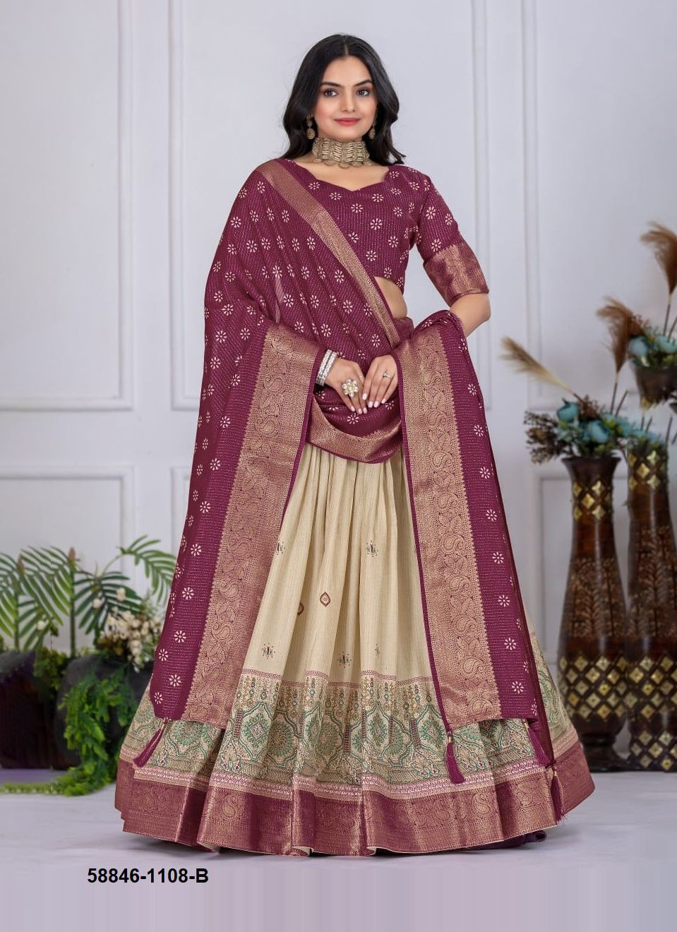SERIES 1108 - Catalog # 58846 (Set of 5 Semi-Stitched Lehengas) by Brand DESI MUSE